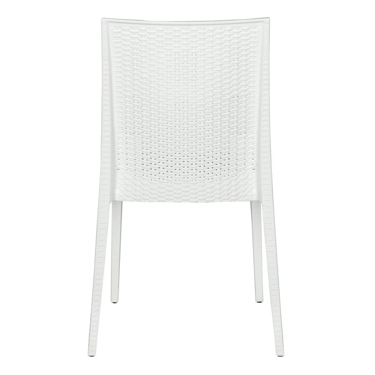 Mace Mid-Century 7-Piece Outdoor Dining Set: 4 Side Chairs & 2 Armchairs White and Brown Dining Set Leisuremod