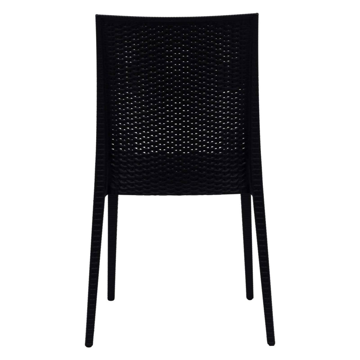 Mace Mid-Century 7-Piece Outdoor Dining Set: 4 Side Chairs & 2 Armchairs Black Dining Set Leisuremod