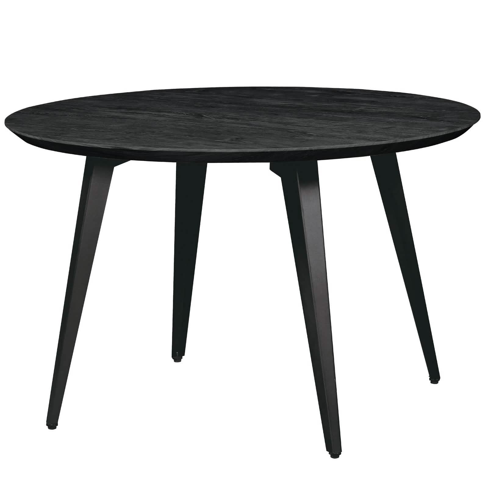 Leisuremod Dining Set Ravenna 5-Piece Dining Set: 4 Stackable Plastic Chairs & Round Wood Table, Metal Base