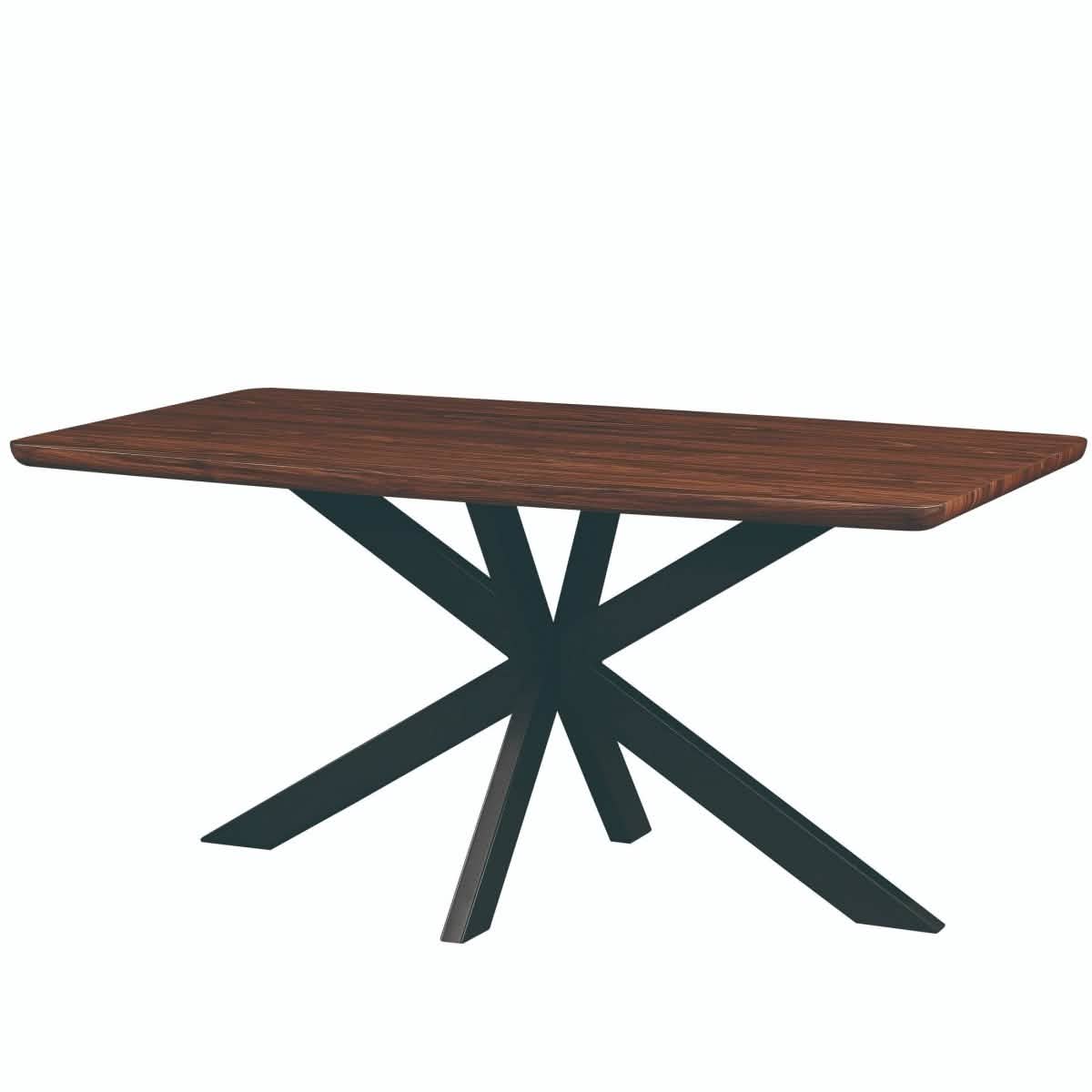 Ravenna 69" Rectangular Wood Dining Table with 6 Euston Wicker Dining Chairs Dining Set Leisuremod