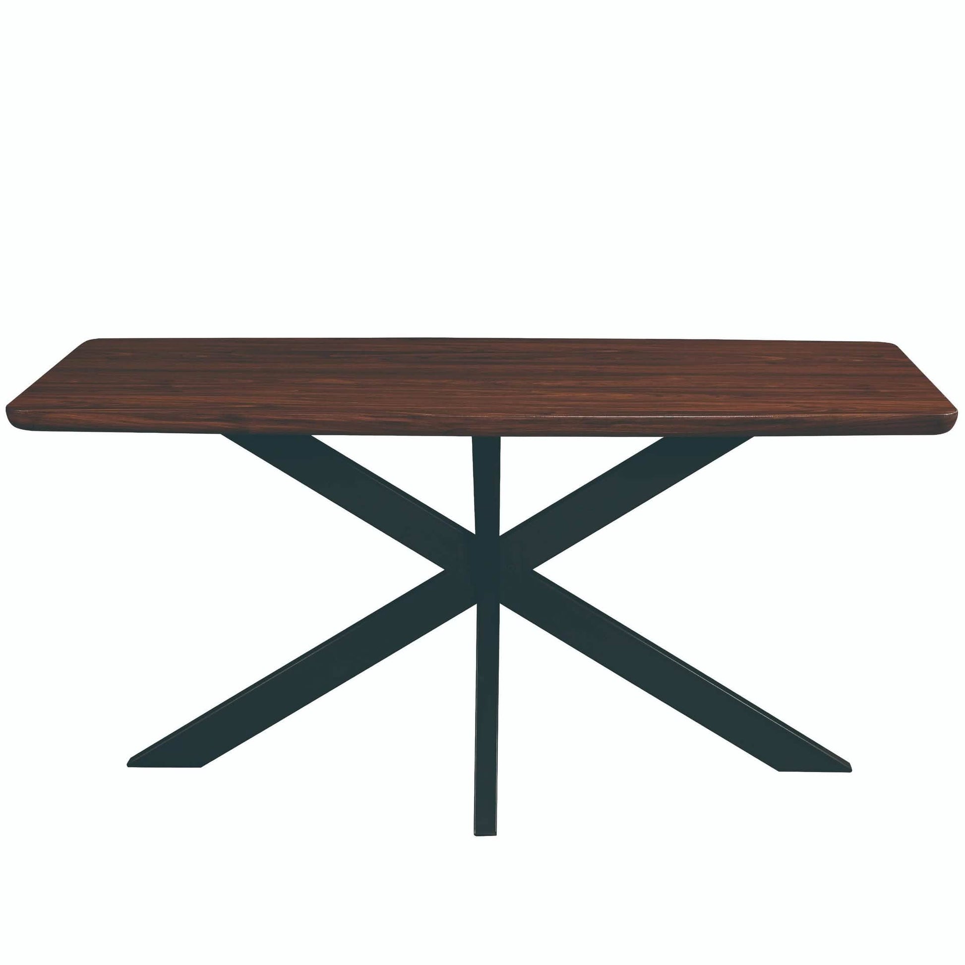 Ravenna 69" Rectangular Wood Dining Table with 6 Euston Wicker Dining Chairs Dining Set Leisuremod