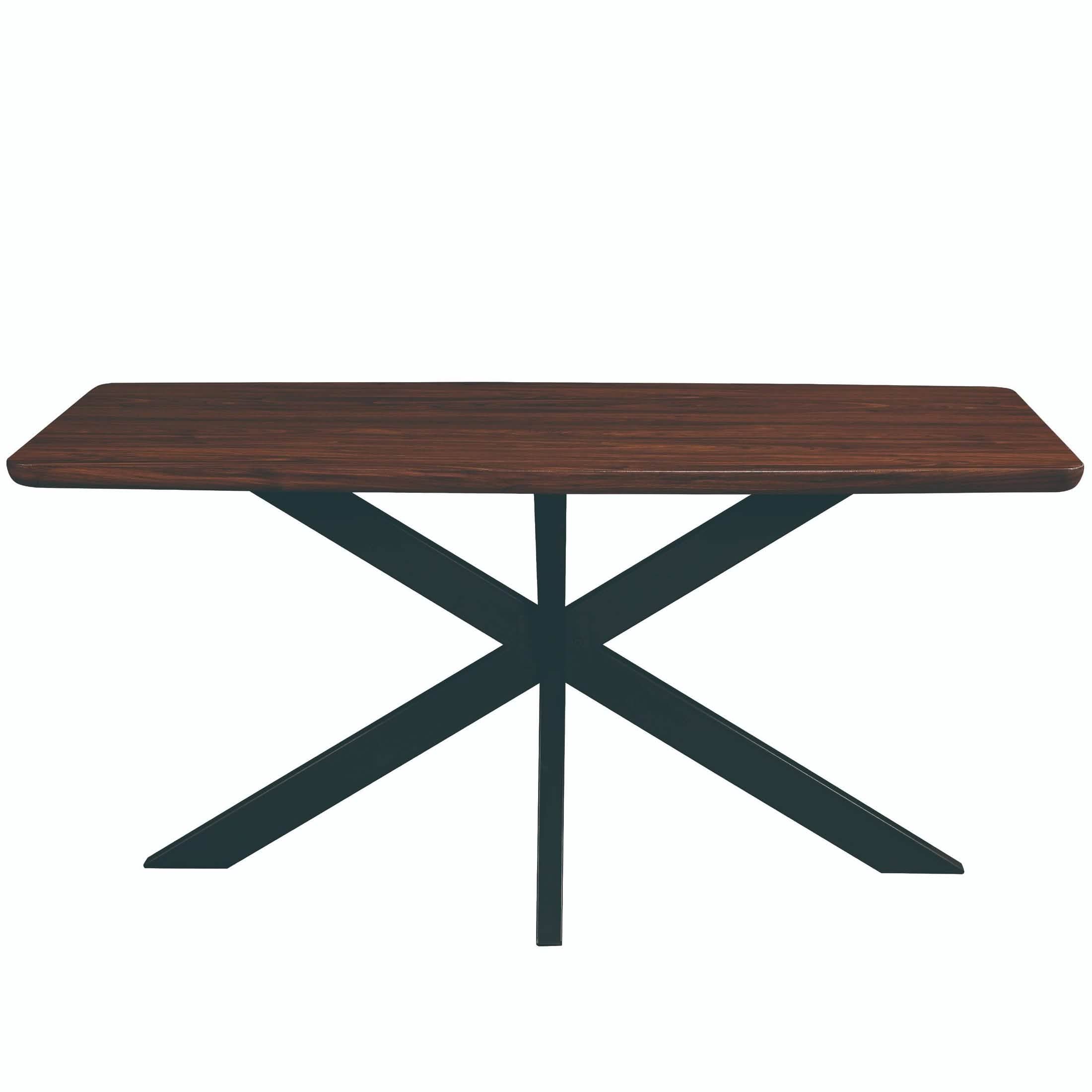 Ravenna 69" Rectangular Wood Dining Table with 6 Euston Wicker Dining Chairs Dining Set Leisuremod