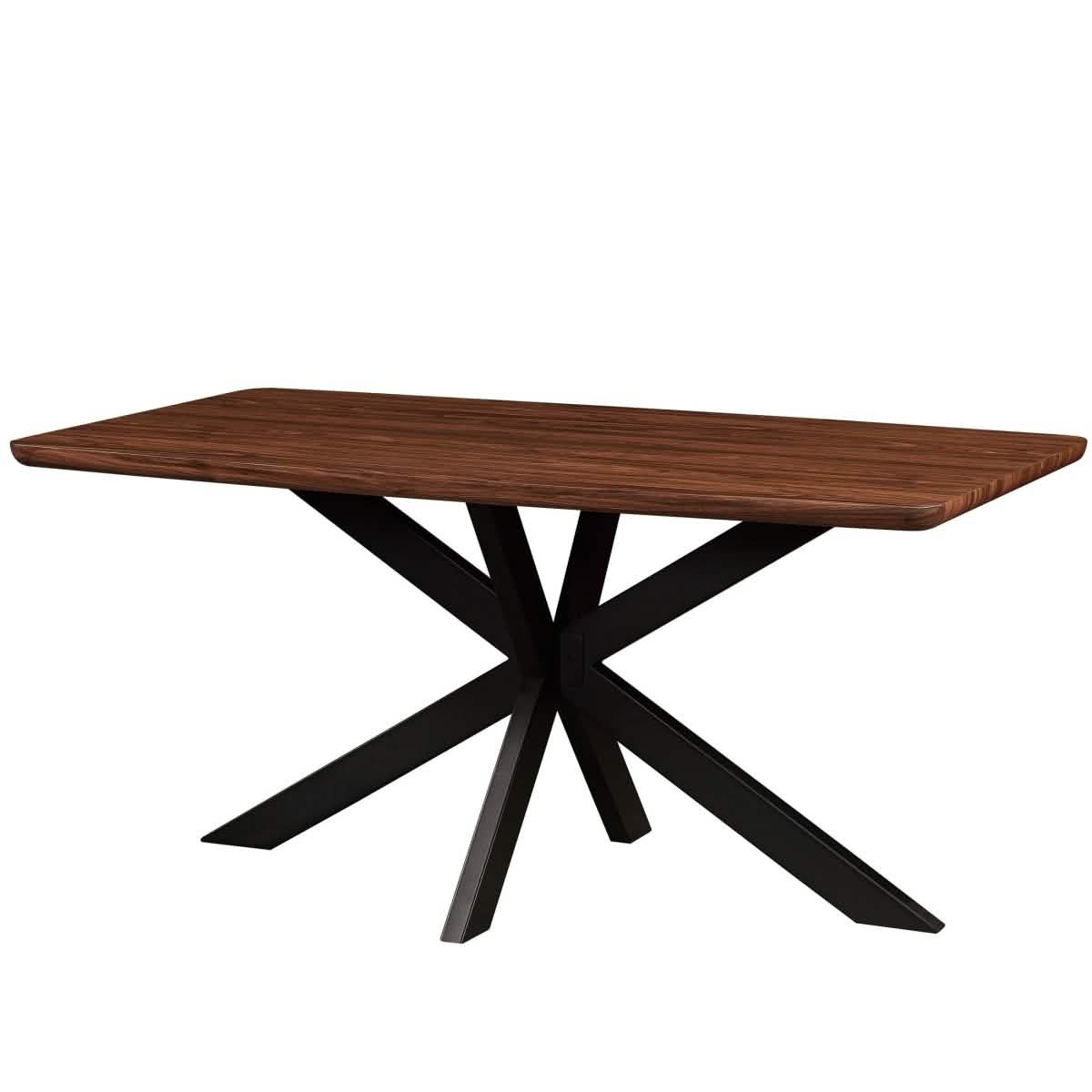 Ravenna 69" Rectangular Wood Dining Table with 6 Euston Wicker Dining Chairs Dining Set Leisuremod