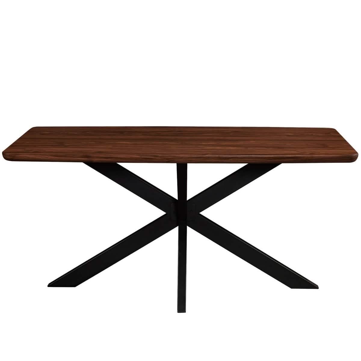 Ravenna 69" Rectangular Wood Dining Table with 6 Euston Wicker Dining Chairs Dining Set Leisuremod