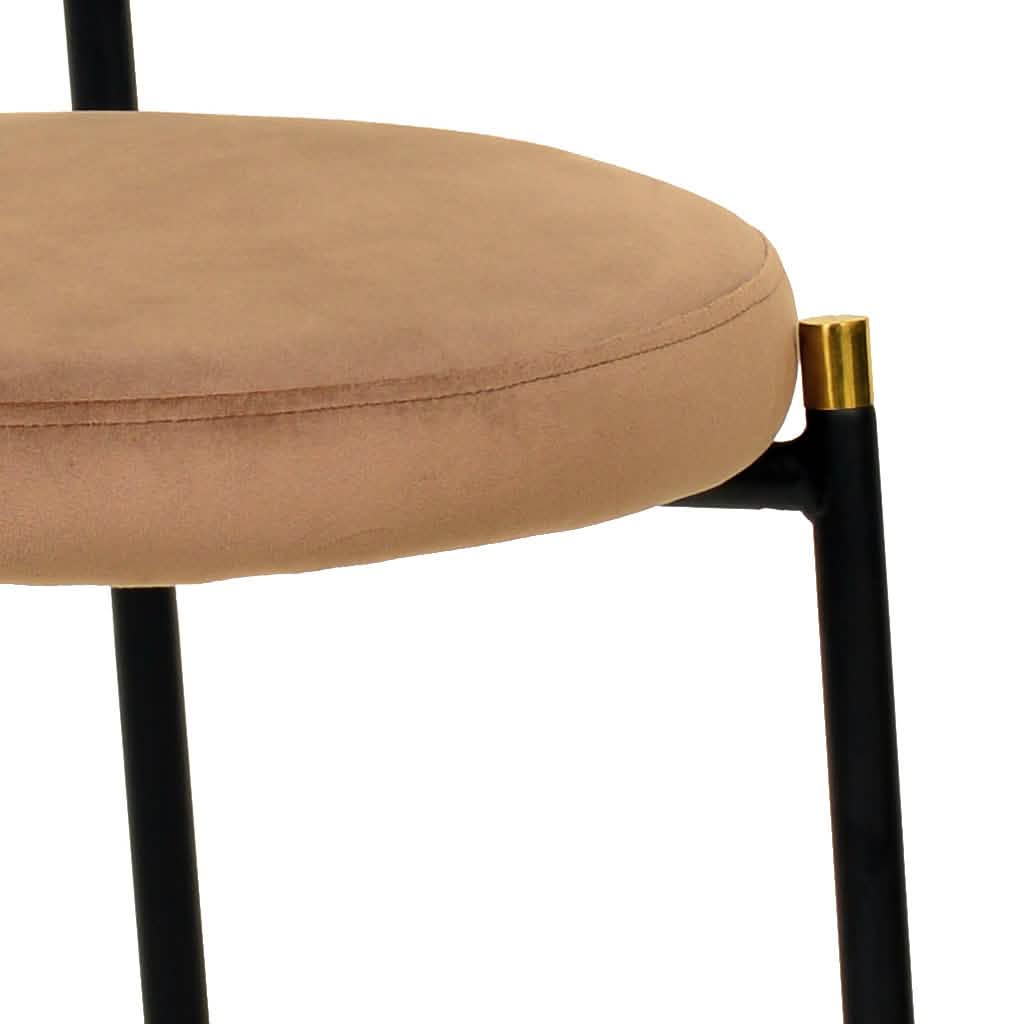 Verve 5-Piece Dining Set with 36" Round Dining Table Black MDF Top and Gold Base with 4 Velvet Dining Chairs in Black Steel Legs Brown Dining Set Leisuremod