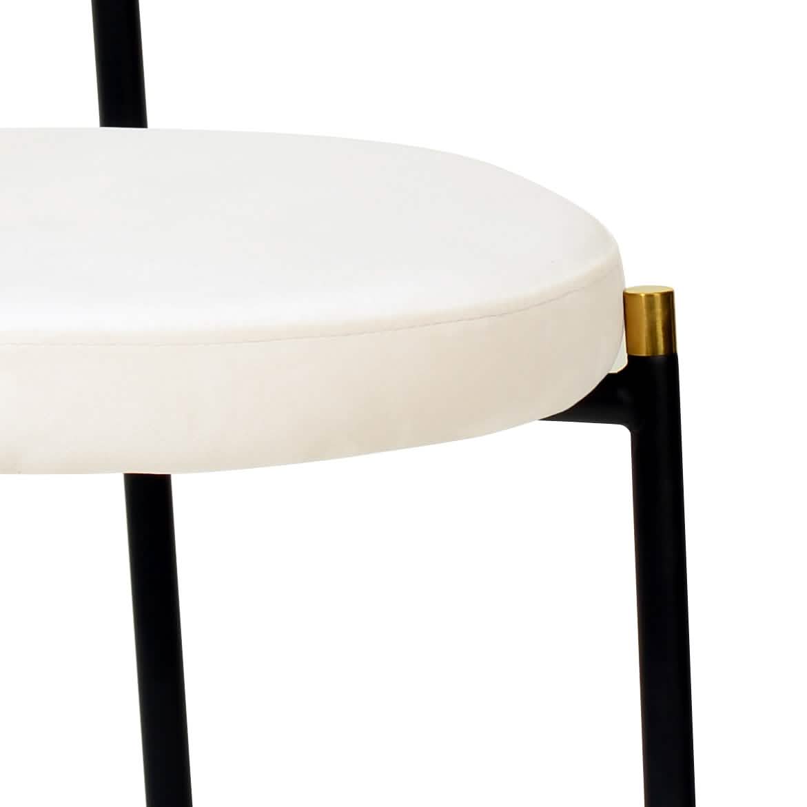 Verve 5-Piece Dining Set with 36" Round Dining Table Black MDF Top and Gold Base with 4 Velvet Dining Chairs in Black Steel Legs Dining Set Leisuremod