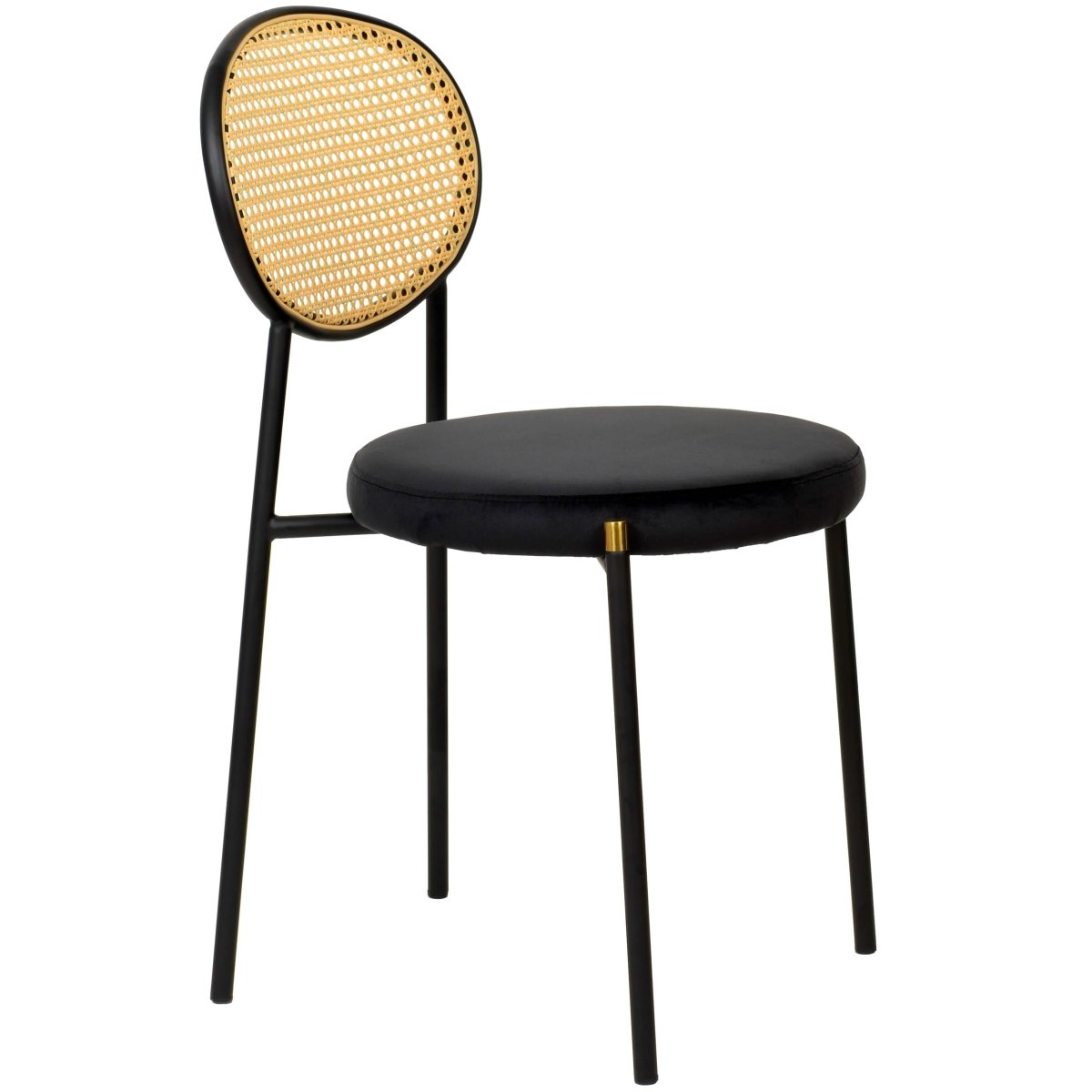 Verve 5-Piece Dining Set with 36" Round Dining Table Black Sintered Stone Top and Black Pedestal with 4 Velvet Dining Chairs Dining Set Leisuremod