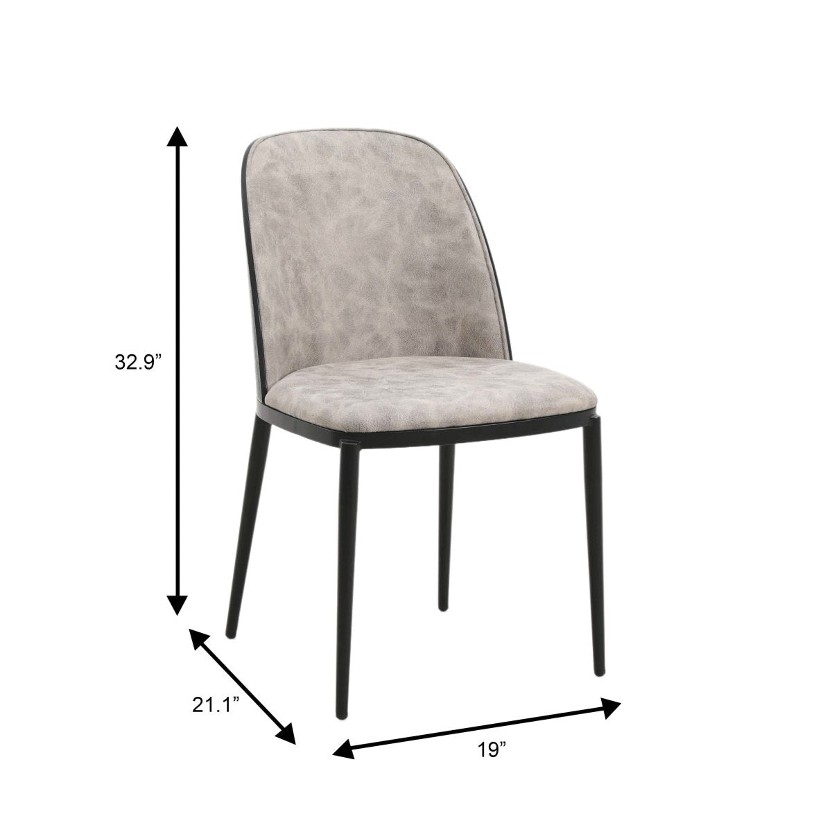 Verve 5-Piece Dining Set with 36" Round MDF Top Table and 4 Leather Dining Side Chairs Leather Black Charcoal Dining Set Leisuremod