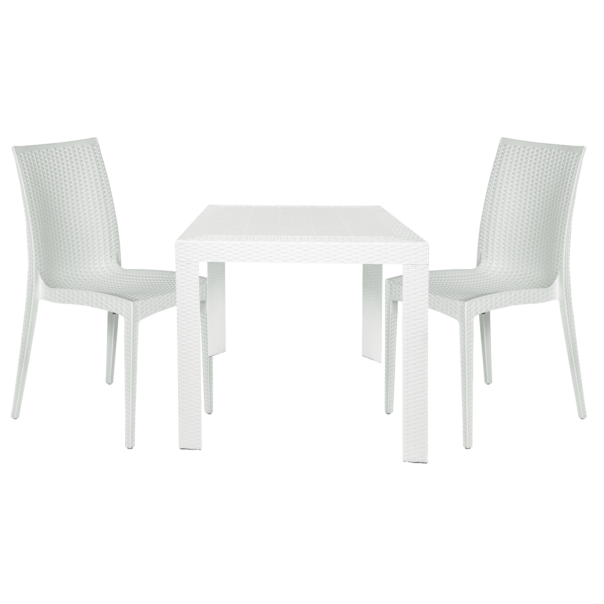 Mace Mid-Century 3-Piece Outdoor Dining Set White Dining Set Leisuremod
