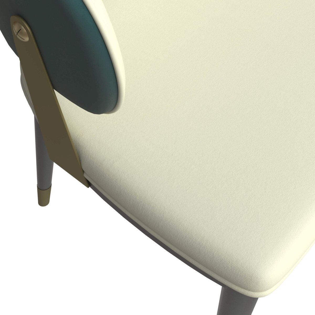 Zayle 7-Piece Dining Set with 55" Rectangular Dining Table in White/Gold Sintered Stone Top and 6 Leather Dining Chairs Green Dining Set Leisuremod