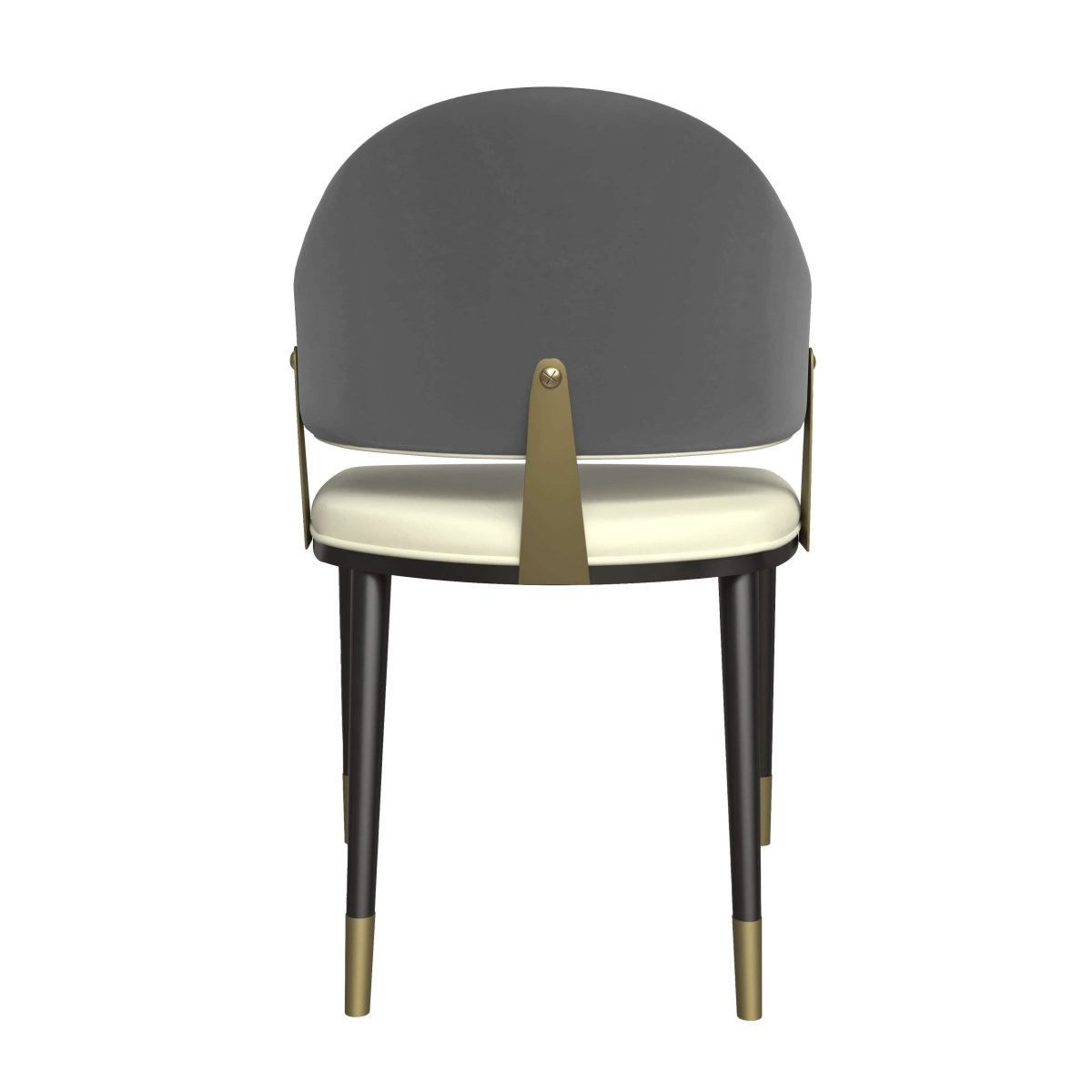 Zayle 7-Piece Dining Set with 55" Rectangular Dining Table in White/Gold Sintered Stone Top and 6 Leather Dining Chairs Grey Dining Set Leisuremod