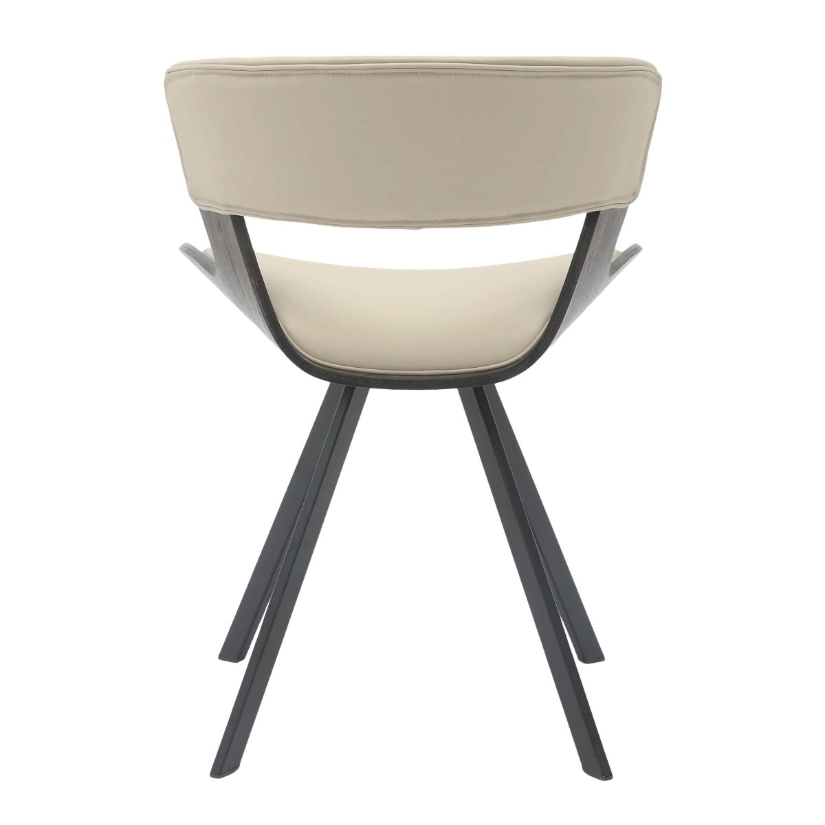 Zephry 5-Piece Dining Set with Square Dining Table White Sintered Stone Top and 4 Leather Dining Chairs Dark Walnut Light Taupe Dining Set Leisuremod