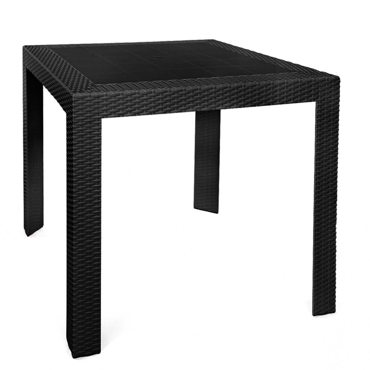 Mace Weave Design Square/Rectangular Dining Table in Polypropylene Plastic 31" Wide Black Dining Table Leisuremod