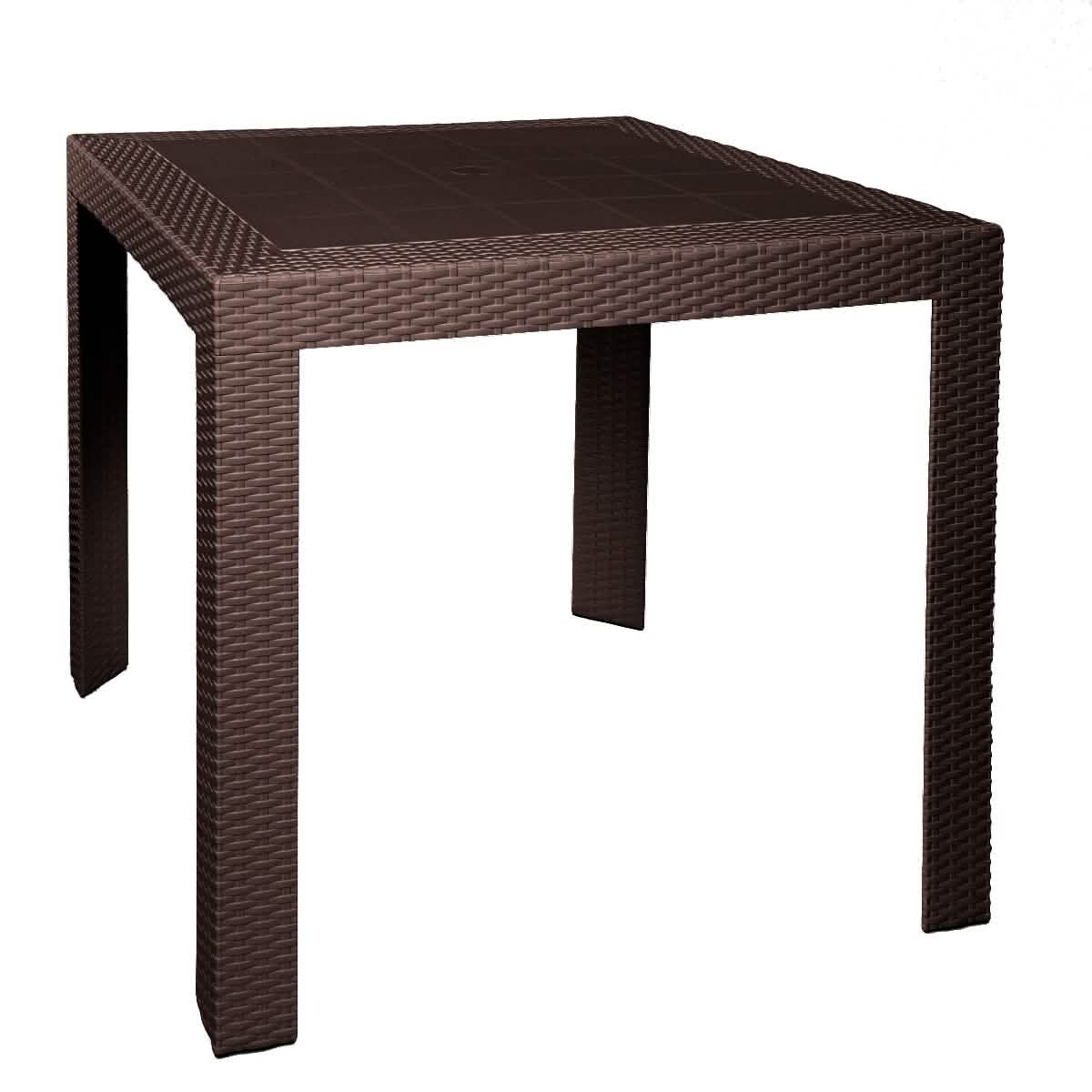Mace Weave Design Square/Rectangular Dining Table in Polypropylene Plastic 31" Wide Brown Dining Table Leisuremod