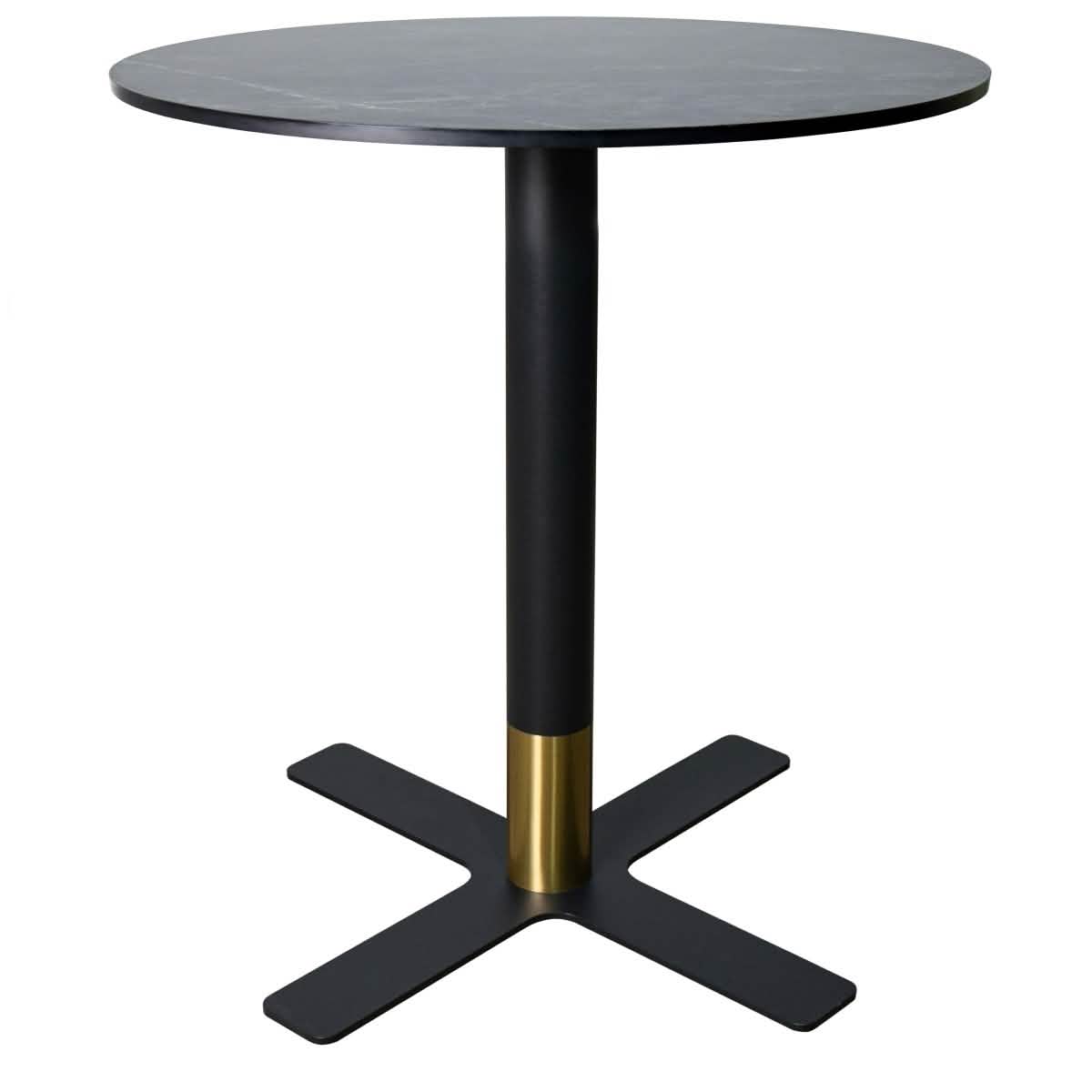 Leisuremod Dining Table 36 Inches / Black Vail Collection Dining Table Black/Gold X Base With 27"/36" Round Black MDF Top