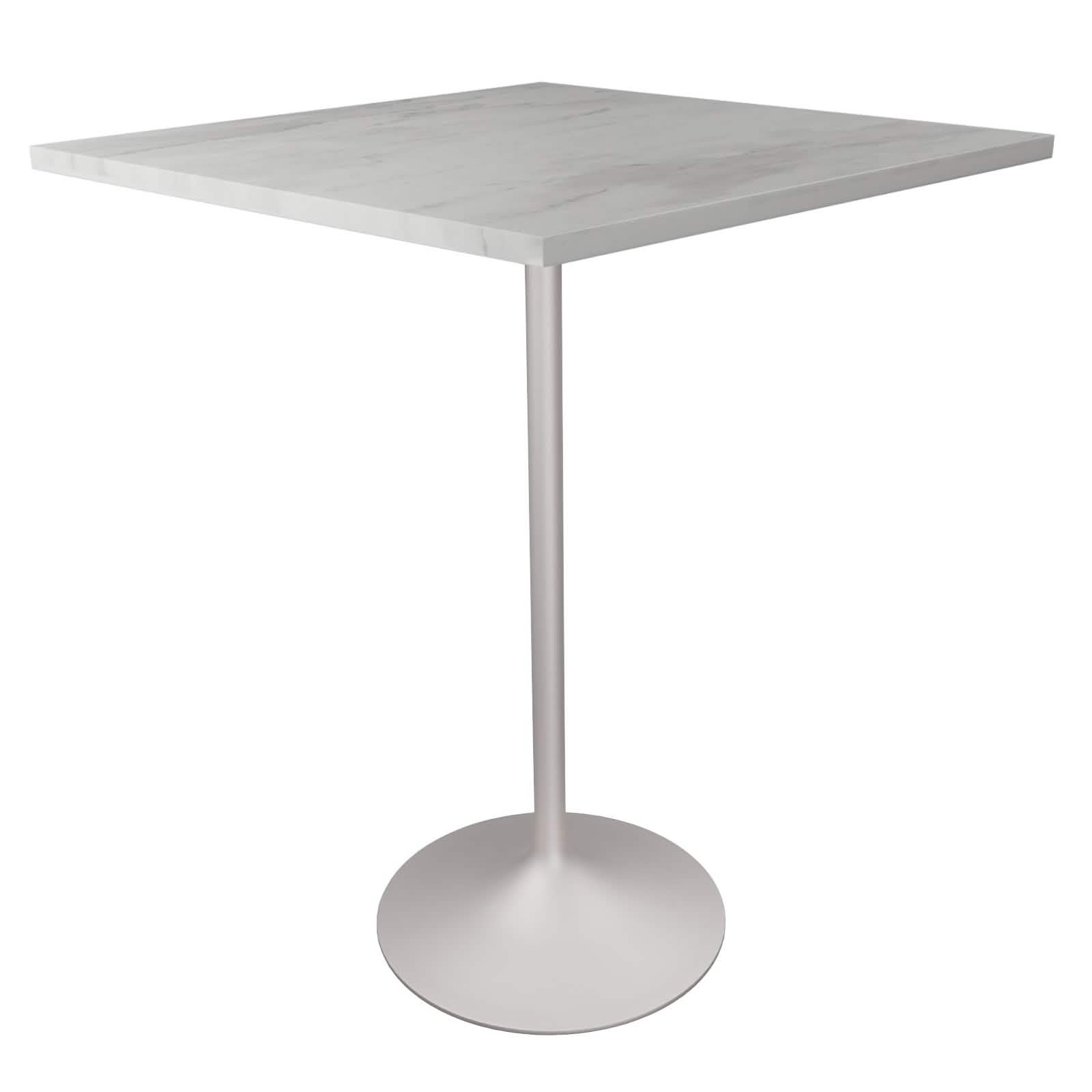 Verve Bar Height Dining Table with Square Resin Top and Black/Gold/White Stainless Steel Base 36 Inches Wide White Dining Table Leisuremod
