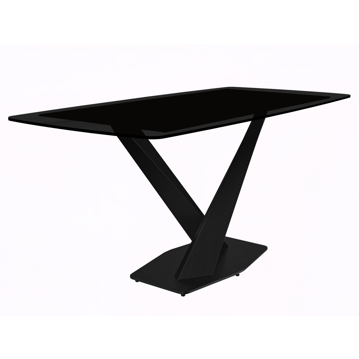 Leisuremod Dining Table Black / 55 Inch / Black Voren Dining Table with Rectangular Tabletop with Gold/Black Stainless Steel Base