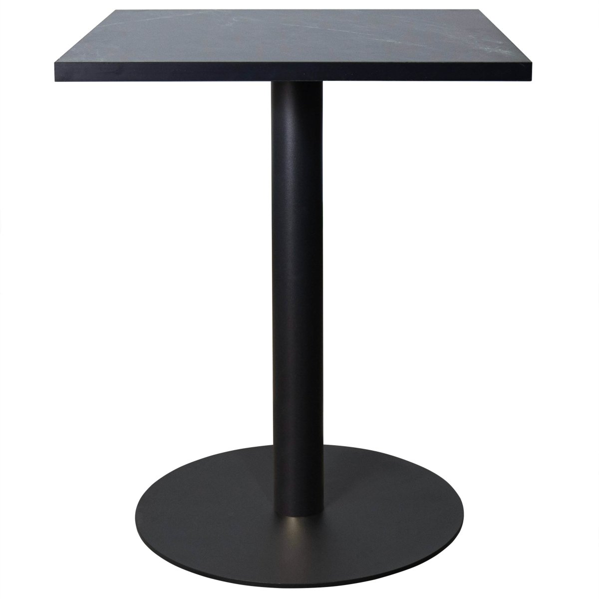 Leisuremod Dining Table Black / Black Vail Collection Dining Table Black/Gold Round Base With 24" Square Black MDF Top
