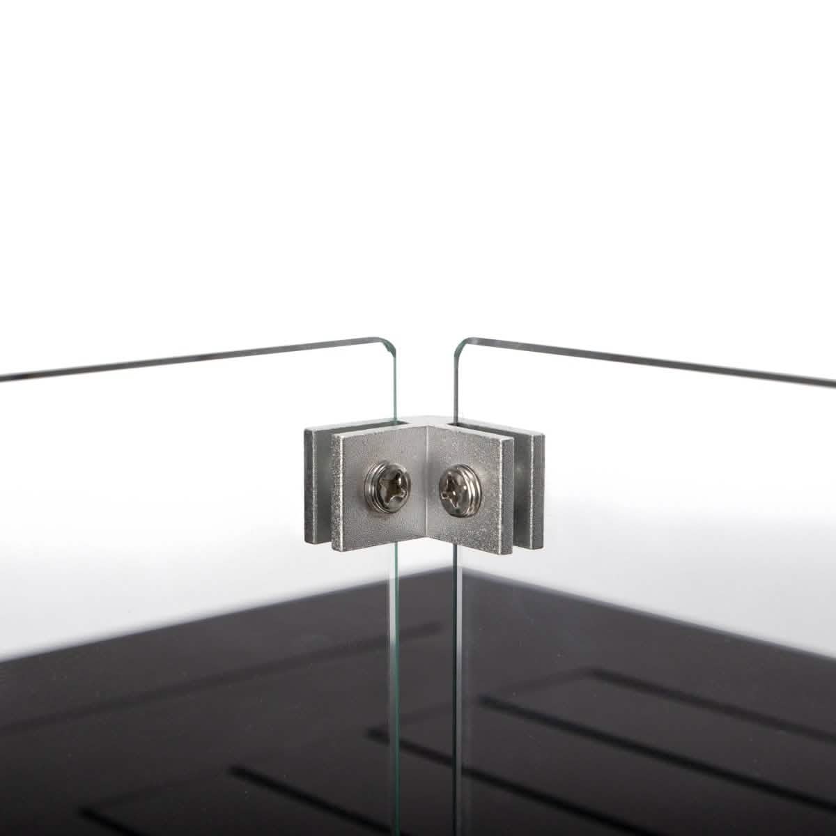 Chelsea Rectangular Aluminum Fire Pit Bar Table with Lid Glass Guard and Tank Holder Black Dining Table Leisuremod