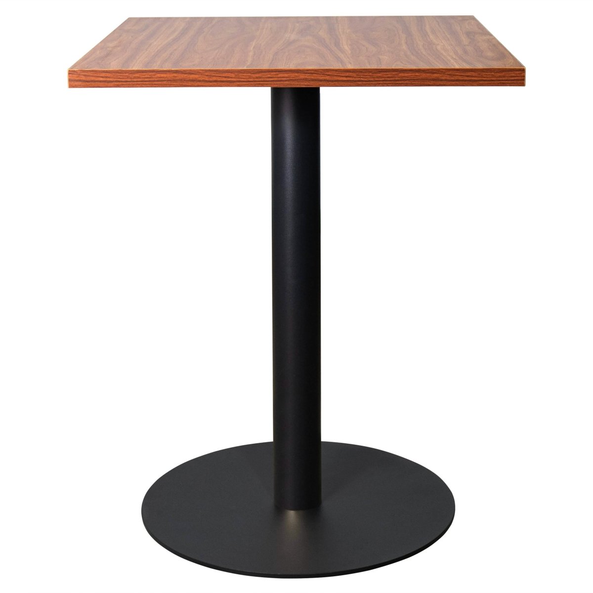 Leisuremod Dining Table Black / Cognac Brown Vail Collection Dining Table Black/Gold Round Base With 24" Square Black MDF Top