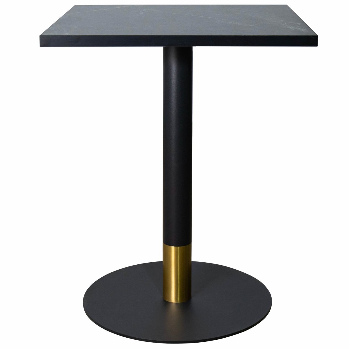 Leisuremod Dining Table Black/Gold / Black Vail Collection Dining Table Black/Gold Round Base With 24" Square Black MDF Top