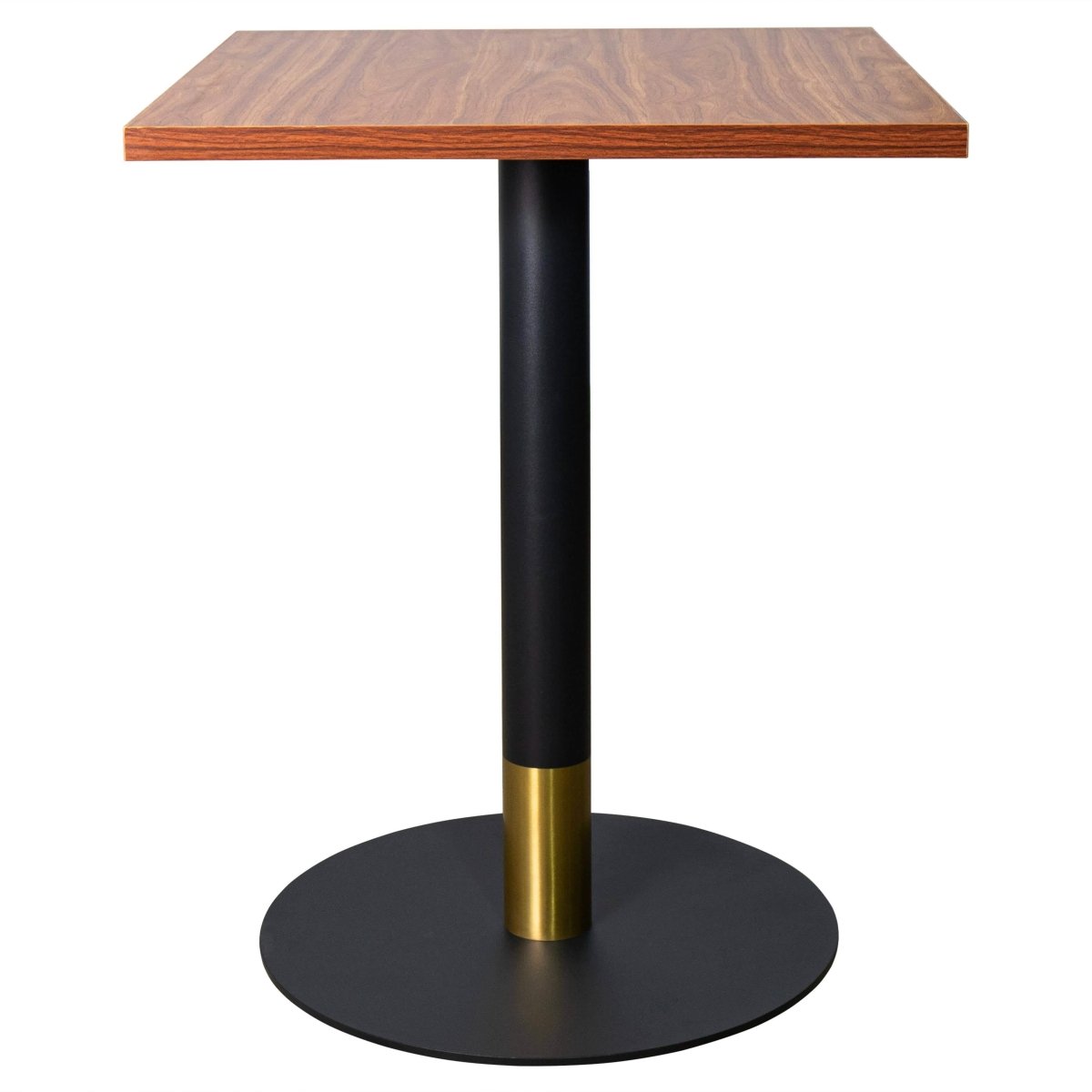 Leisuremod Dining Table Black/Gold / Cognac Brown Vail Collection Dining Table Black/Gold Round Base With 24" Square Black MDF Top