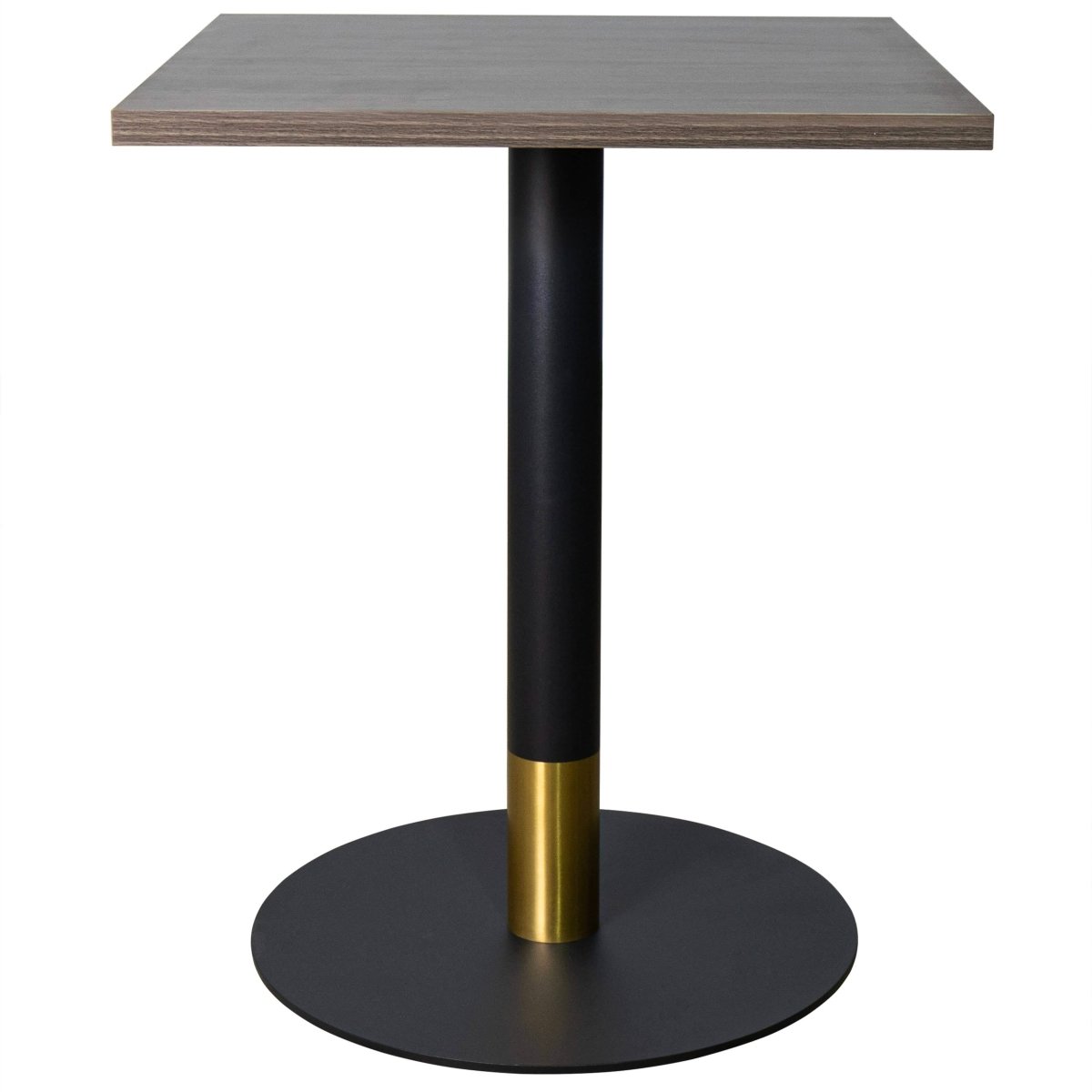 Leisuremod Dining Table Black/Gold / Dark Brown Vail Collection Dining Table Black/Gold Round Base With 24" Square Black MDF Top