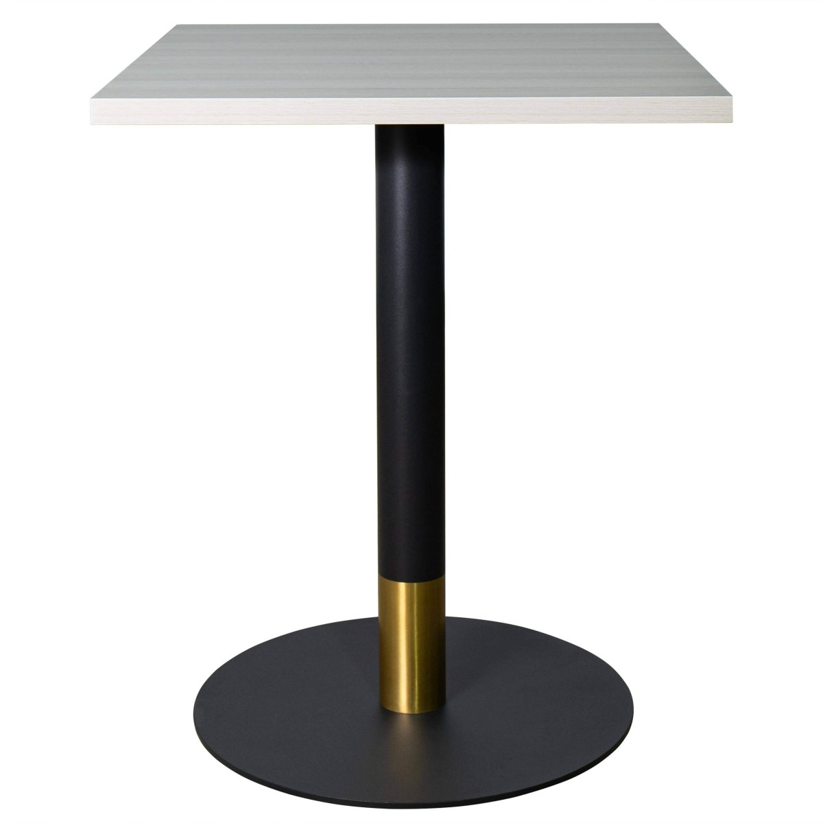 Leisuremod Dining Table Black/Gold / Light Wood Brown Vail Collection Dining Table Black/Gold Round Base With 24" Square Black MDF Top