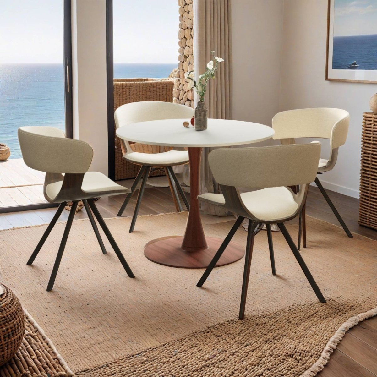 Leisuremod Dining Table Bristol 24"/27"/31" Round Dining Table Wood Transfer Cherry/Natural/Walnut Base with MDF Table Top