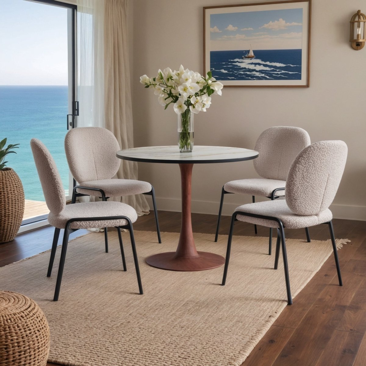 Leisuremod Dining Table Bristol 24"/27"/31" Round Dining Table Wood Transfer Cherry/Natural/Walnut Base with MDF Table Top