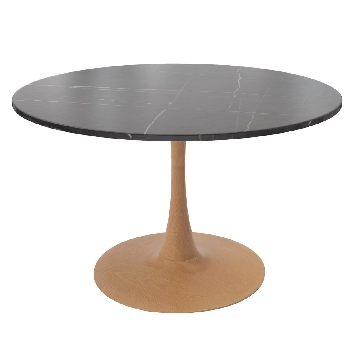 Leisuremod Dining Table Bristol 27"/31"/35"/40" Round Dining Table Wood Transfer Cherry/Natural/Walnut Base with Sintered Stone Table Top