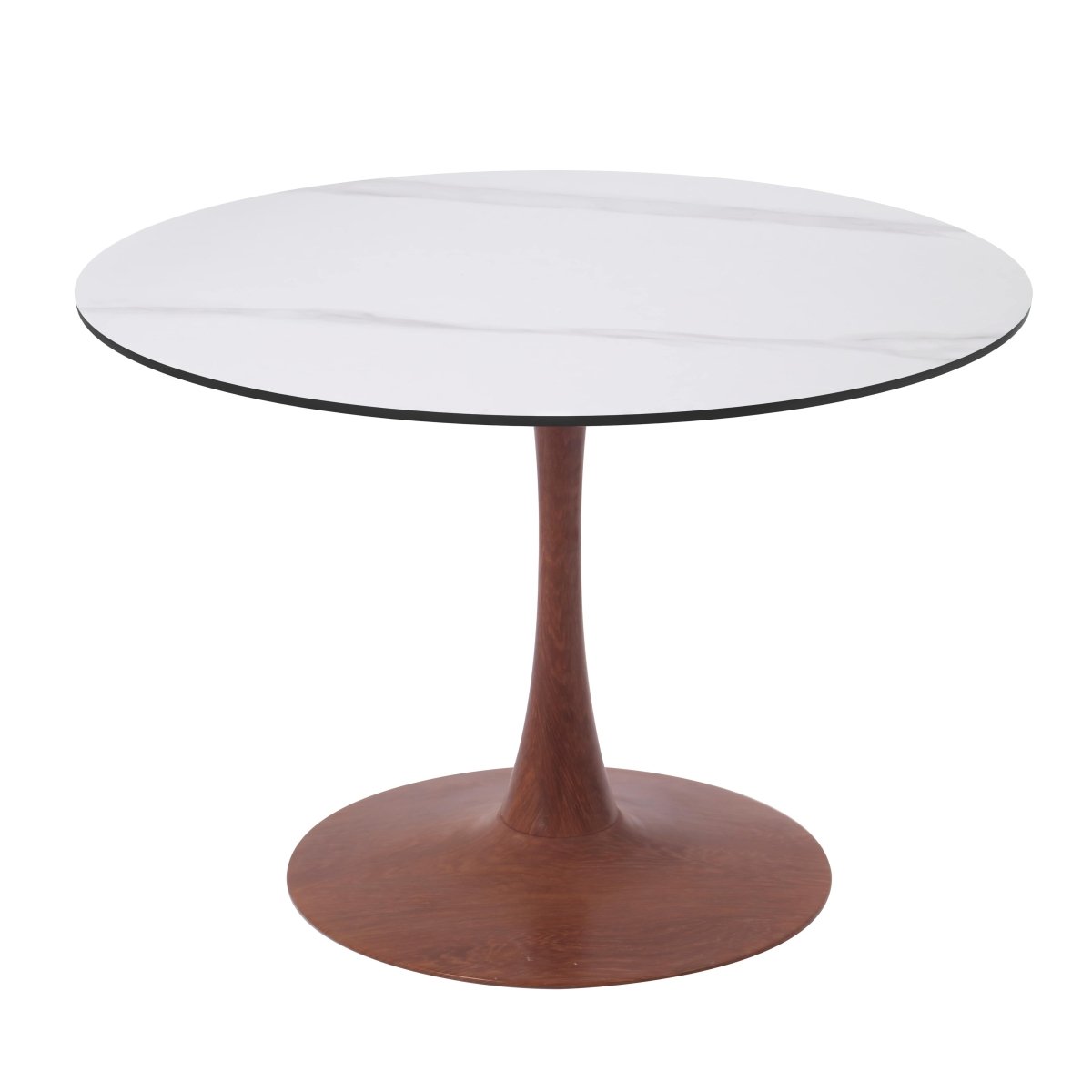 Leisuremod Dining Table Bristol 27"/31"/35"/40" Round Dining Table Wood Transfer Cherry/Natural/Walnut Base with Sintered Stone Table Top