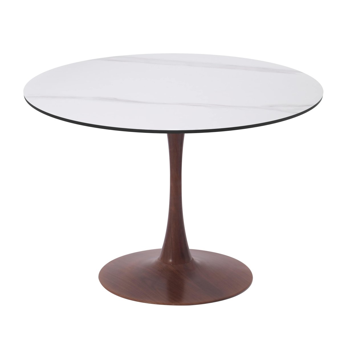 Leisuremod Dining Table Bristol 27"/31"/35"/40" Round Dining Table Wood Transfer Cherry/Natural/Walnut Base with Sintered Stone Table Top