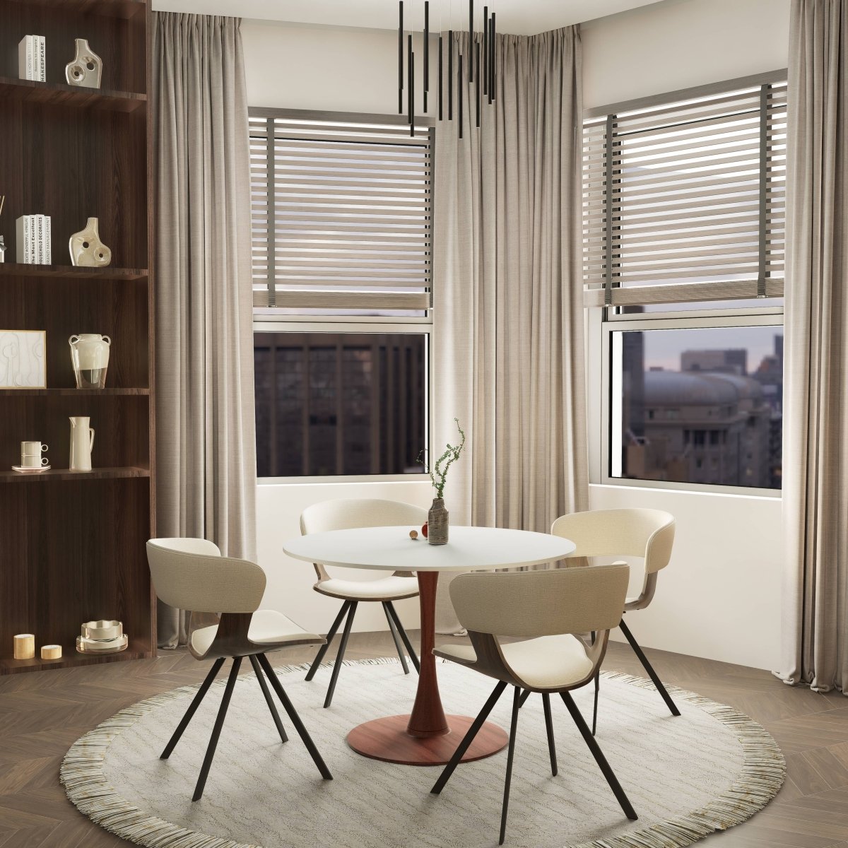 Leisuremod Dining Table Bristol 35"/36"/40" Round Dining Table Wood Transfer Cherry/Natural/Walnut Base with MDF Table Top