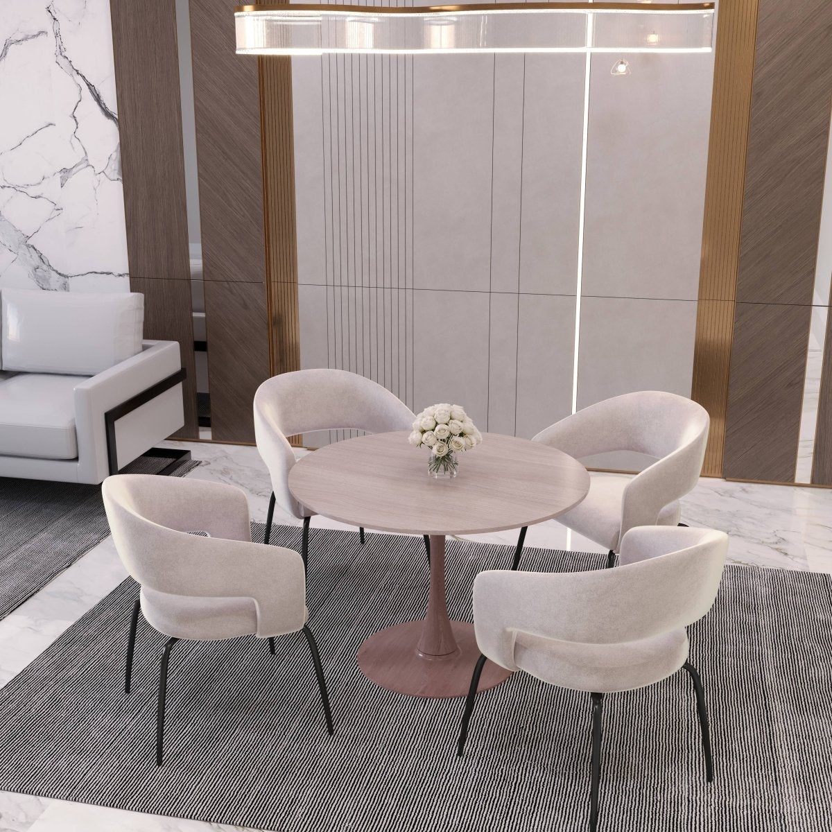 Leisuremod Dining Table Bristol 35"/36"/40" Round Dining Table Wood Transfer Cherry/Natural/Walnut Base with MDF Table Top