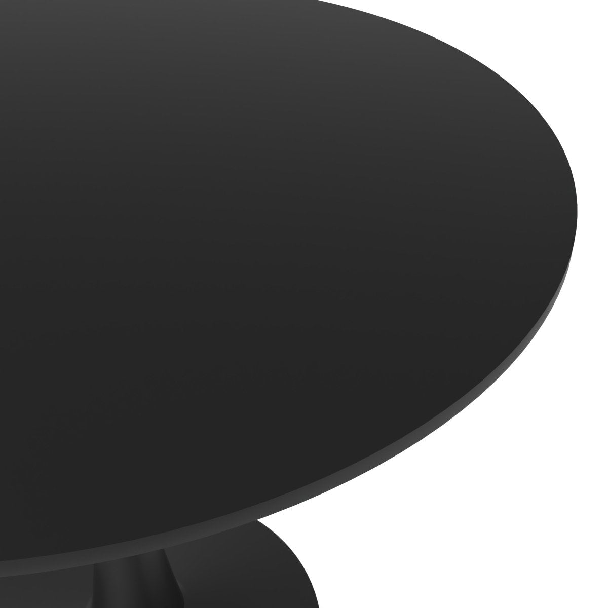 Leisuremod Dining Table Bristol Round Dining Table with MDF/Sintered Stone/Glass Tabletop in Black Steel Base