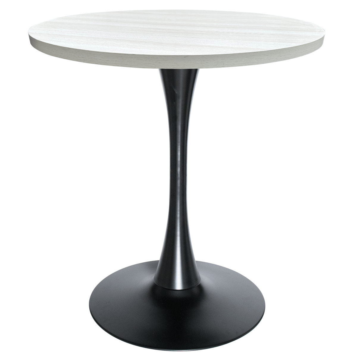 Leisuremod Dining Table Bristol Round Dining Table with MDF/Sintered Stone/Glass Tabletop in Black Steel Base