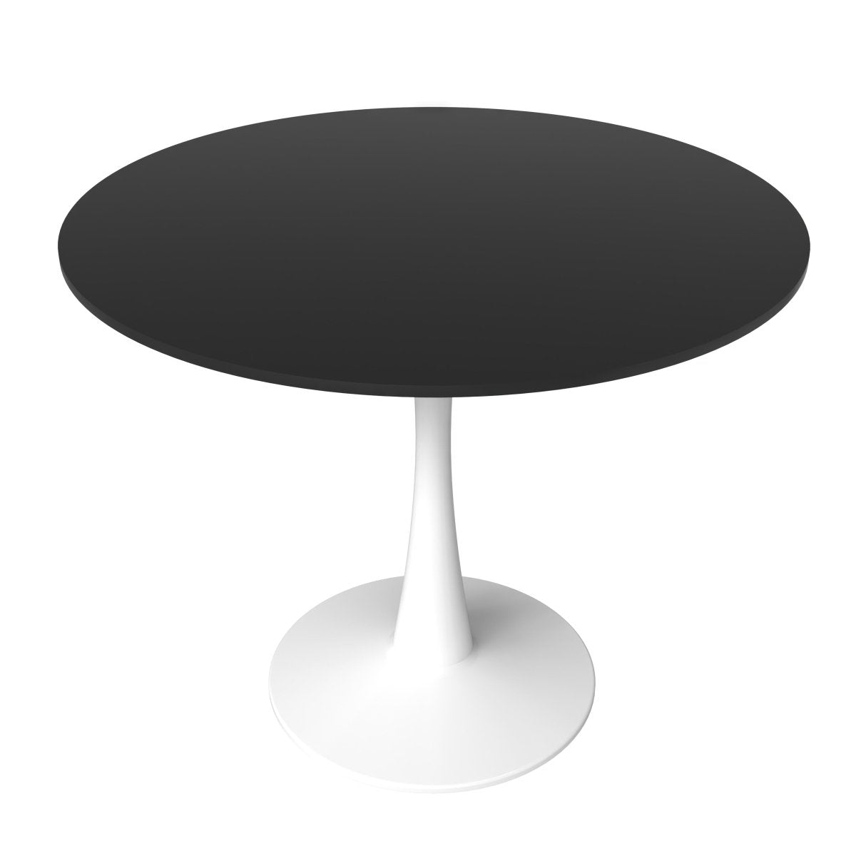 Leisuremod Dining Table Bristol Round Dining Table with MDF/Sintered Stone/Glass Wood Tabletop in White Steel