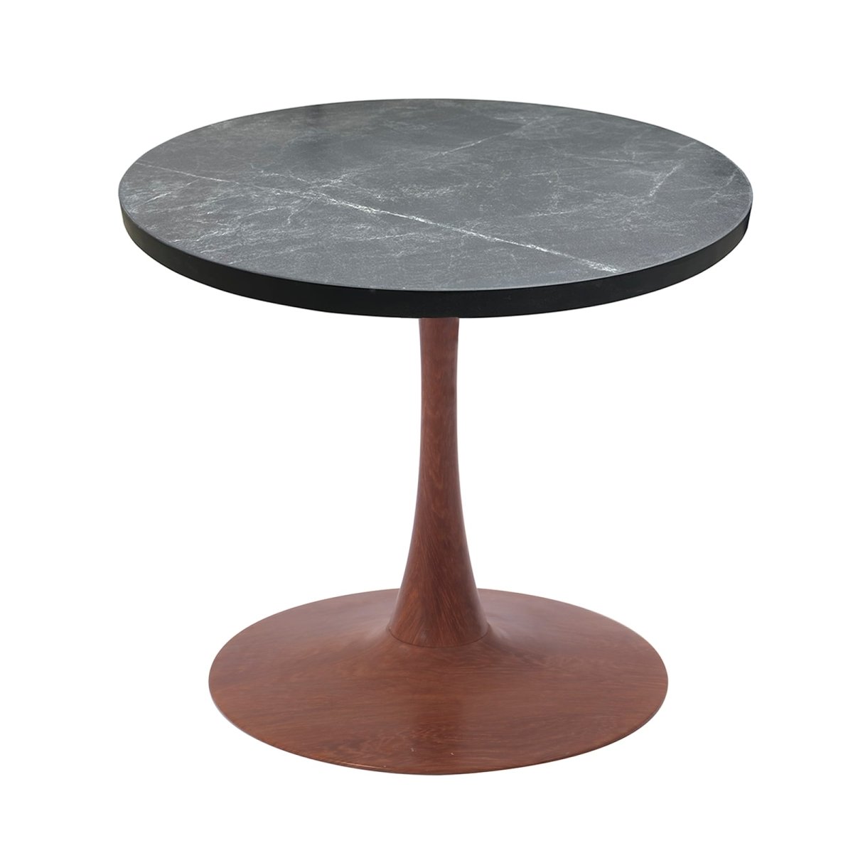 Leisuremod Dining Table Cherry / 27" / Marbleized Black Bristol 24"/27"/31" Round Dining Table Wood Transfer Cherry/Natural/Walnut Base with MDF Table Top