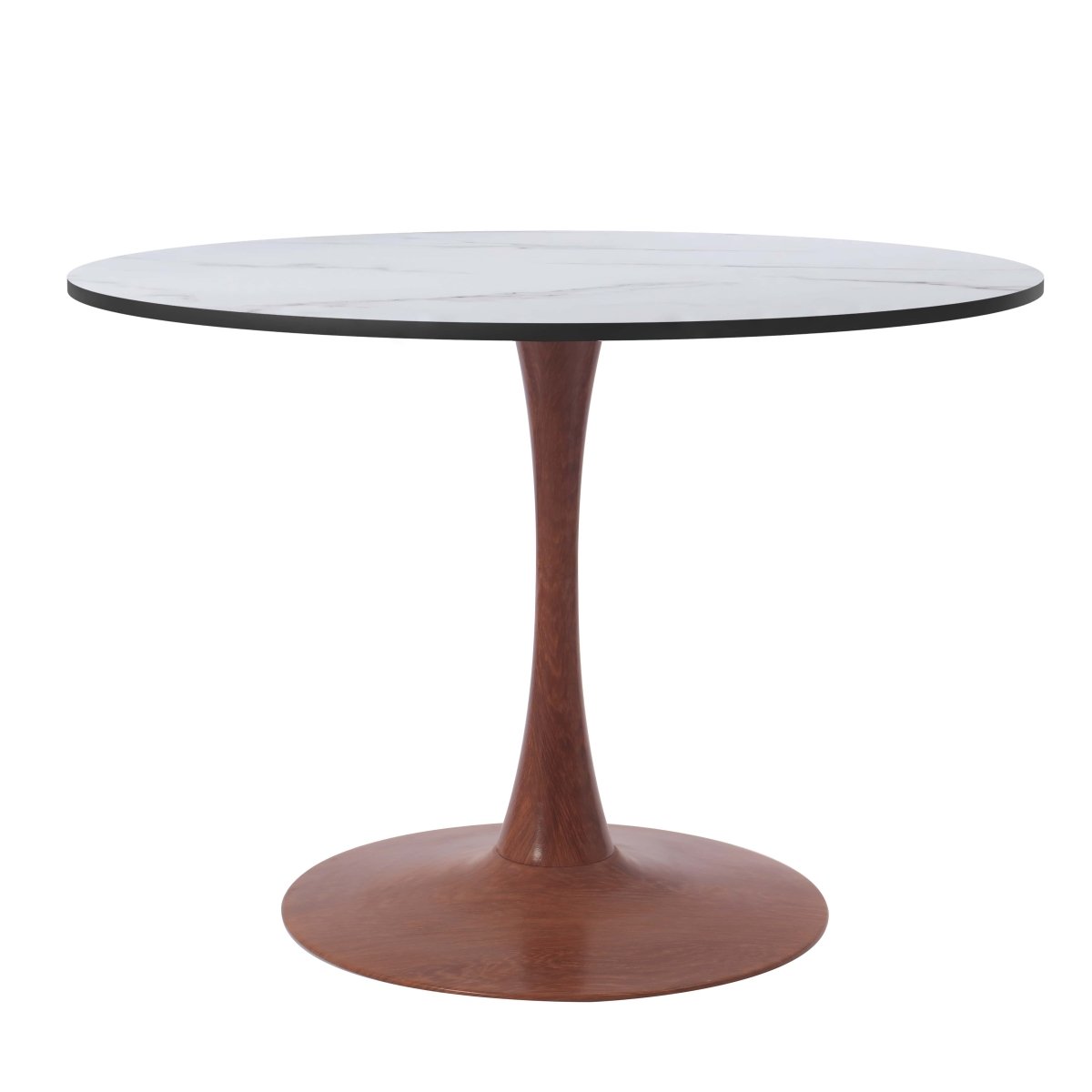 Leisuremod Dining Table Cherry / 35" / Marbled White Bristol 35"/36"/40" Round Dining Table Wood Transfer Cherry/Natural/Walnut Base with MDF Table Top