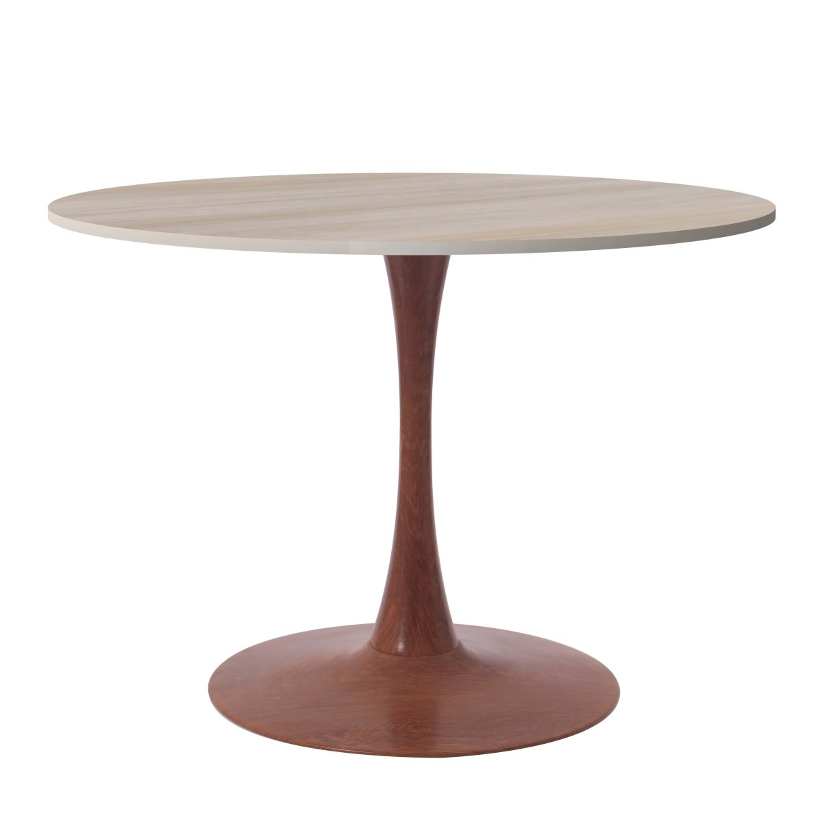 Leisuremod Dining Table Cherry / 35" / Natural Wood Bristol 27"/31"/35"/40" Round Dining Table Wood Transfer Cherry/Natural/Walnut Base with Sintered Stone Table Top