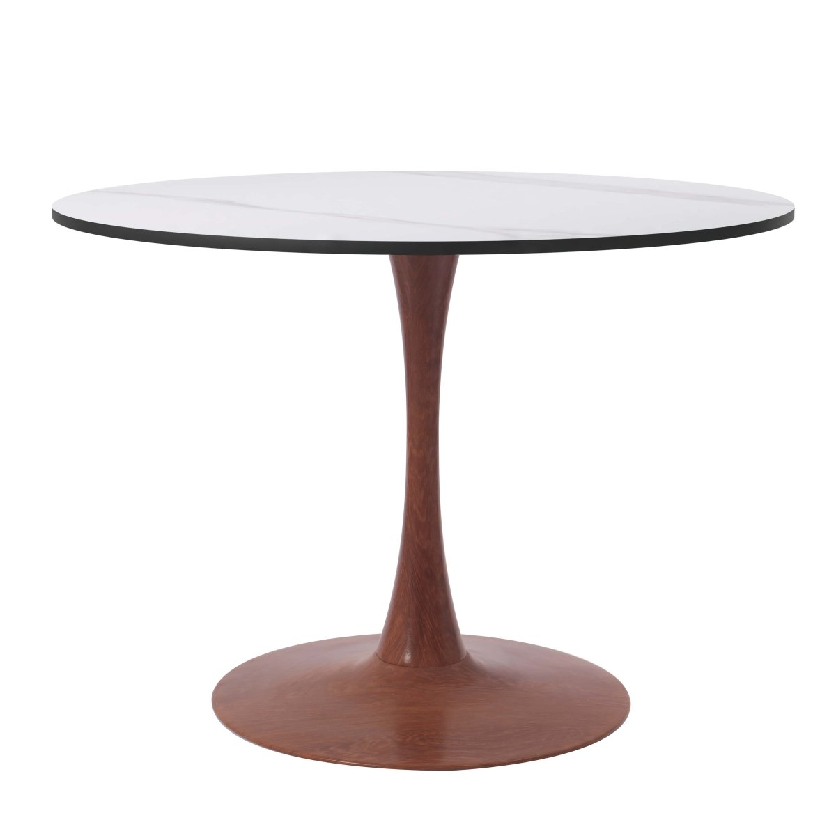 Leisuremod Dining Table Cherry / 35" / White Bristol 27"/31"/35"/40" Round Dining Table Wood Transfer Cherry/Natural/Walnut Base with Sintered Stone Table Top