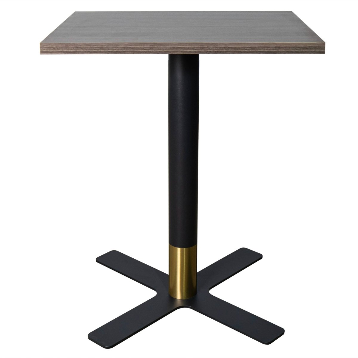 Leisuremod Dining Table Dark Brown Vail Collection Dining Table Black/Gold X Base With 24" Square MDF Top