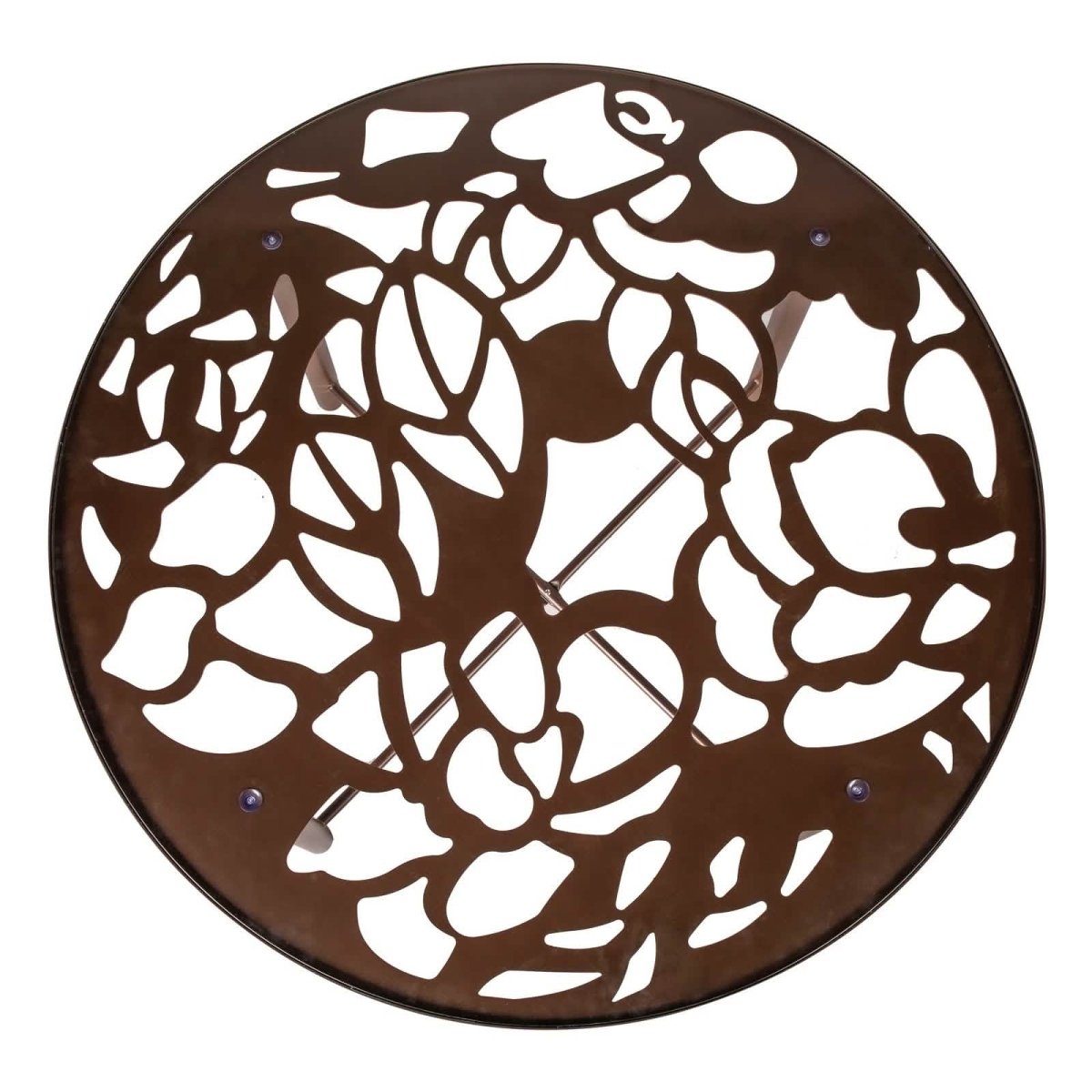 Devon Tree Design Glass Top Aluminum Base Indoor Outdoor 47.25" Dining Table Brown Dining Table Leisuremod