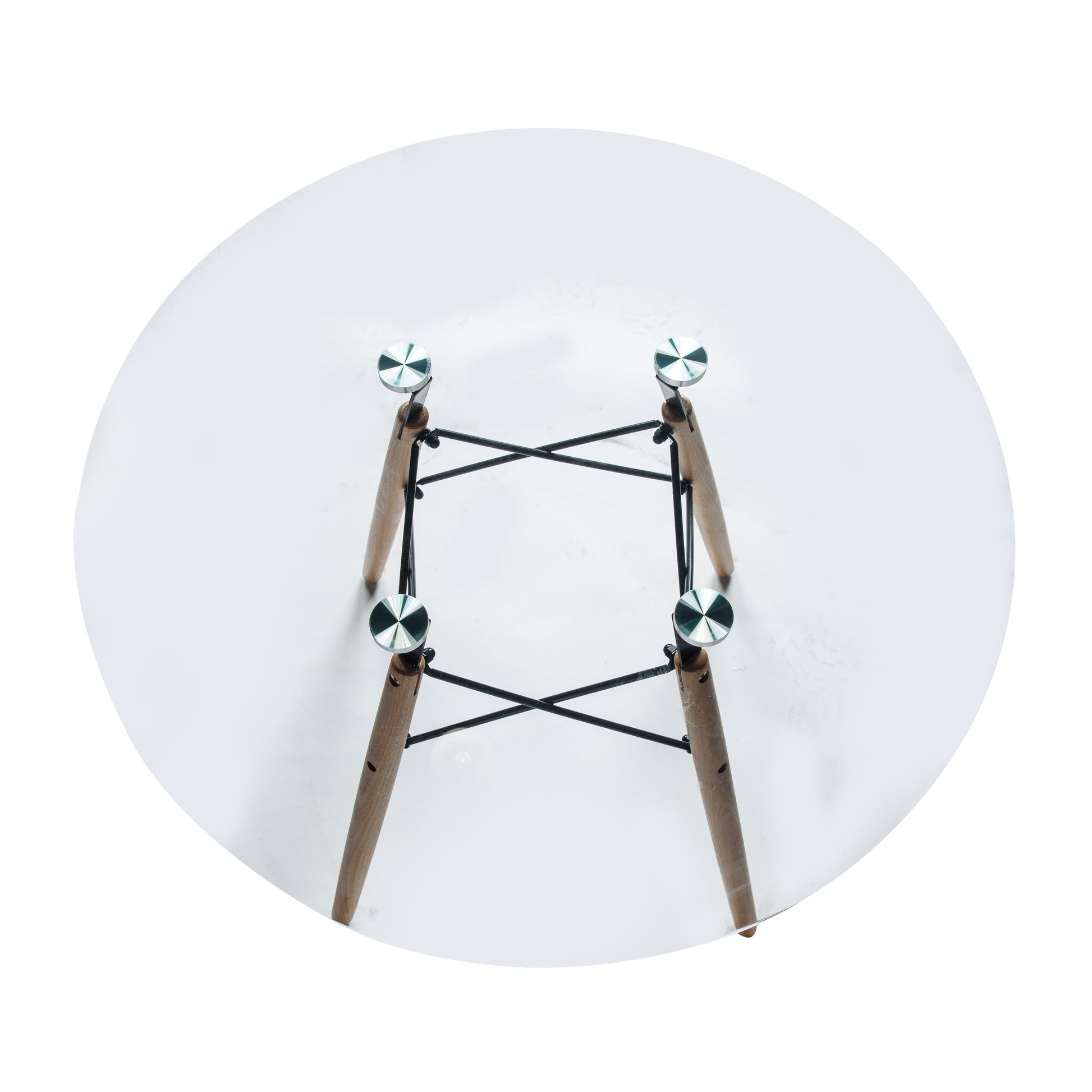 Leisuremod Dining Table Dover 31"/47" Round Bistro Dining Table With Glass/MDF Tabletop and Beech Wood Eiffel Base