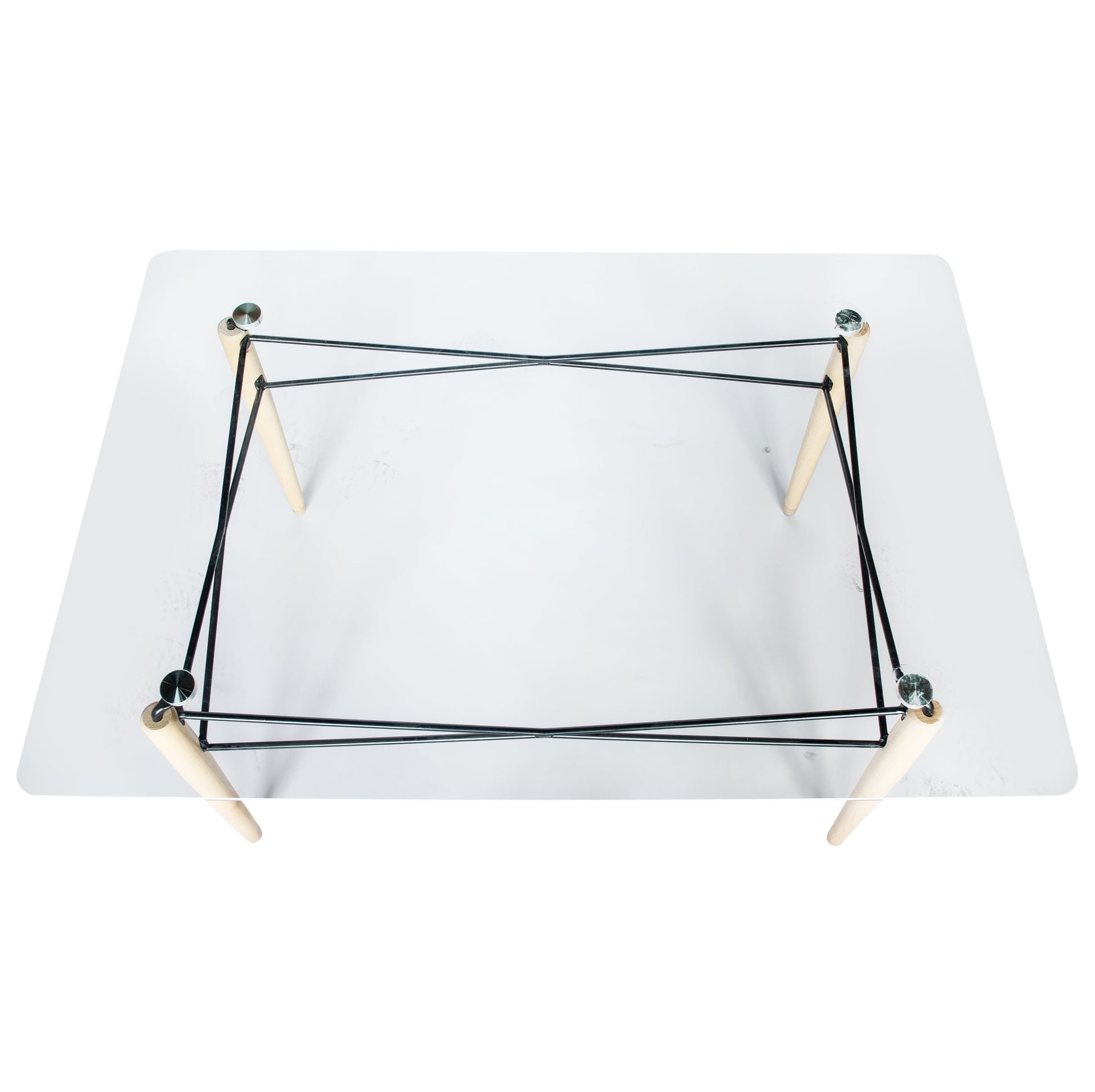 Leisuremod Dining Table Dover Rectangle Dining Table With Glass Tabletop and Beech Wood Eiffel Base