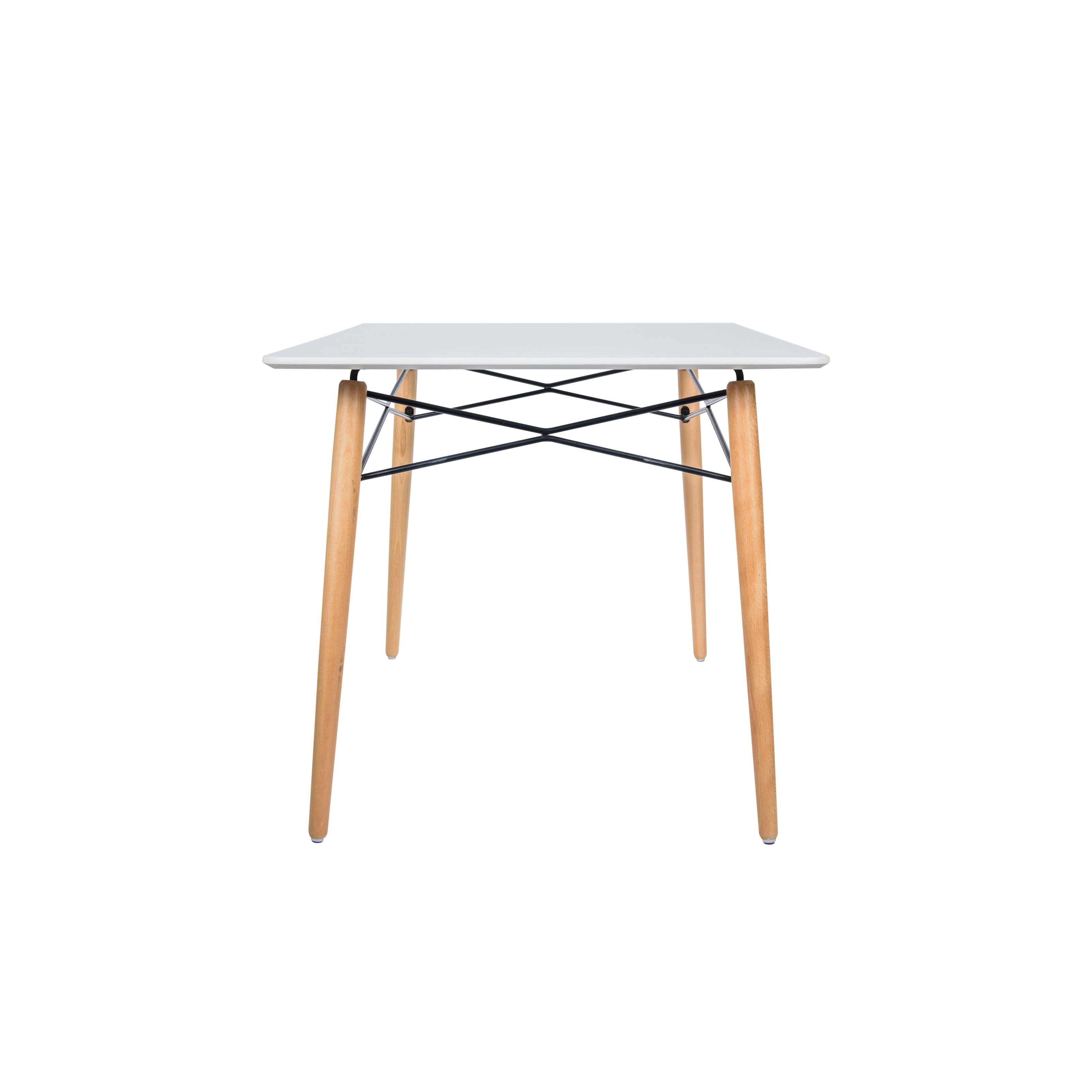 Leisuremod Dining Table Dover Rectangle Dining Table With Glass Tabletop and Beech Wood Eiffel Base