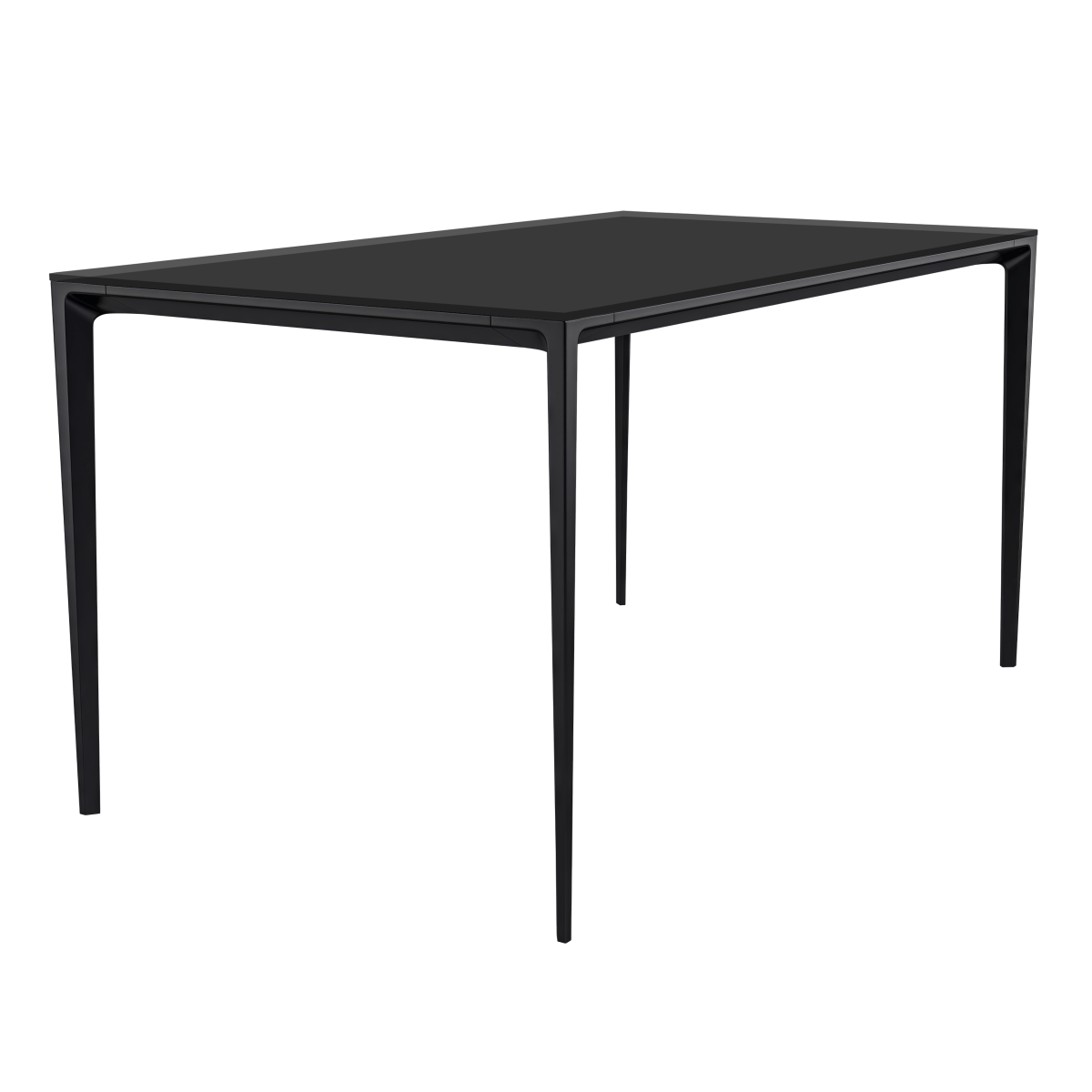 Leisuremod Dining Table Glass / 55 Inches Wide / Black Avo Rectangular Dining Table with Sintered Stone/Glass Tabletop in Black Aluminum Base
