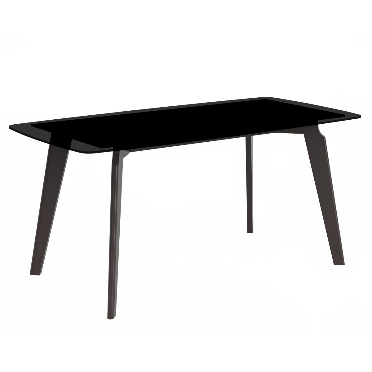 Leisuremod Dining Table Glass / 55 Inches Wide / Clear Krevor Modern Dining Table with Rectangular Stone/Glass Wide Tabletop with Black Steel Legs