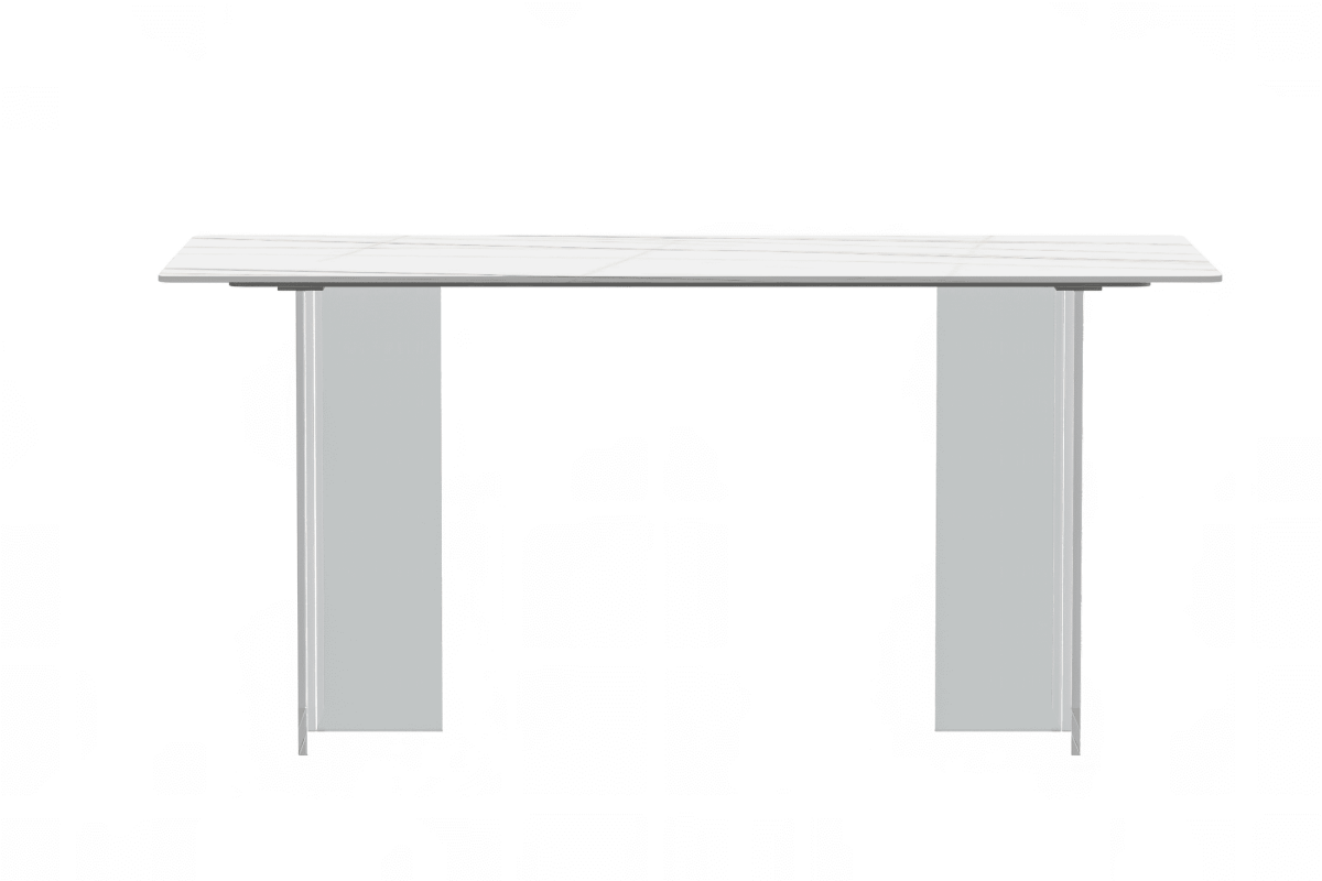 Kova Rectangular Dining Table with Sintered Stone/Glass Top and Acrylic Base Legs Sintered Stone Light Grey Dining Table Leisuremod